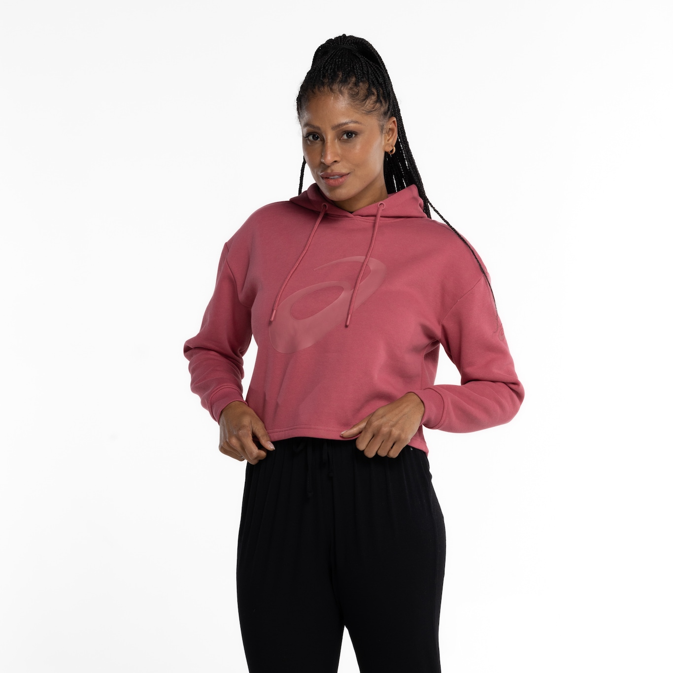 Blusa de Moletom Cropped Feminina ASICS com Capuz e Fleece - Video 1