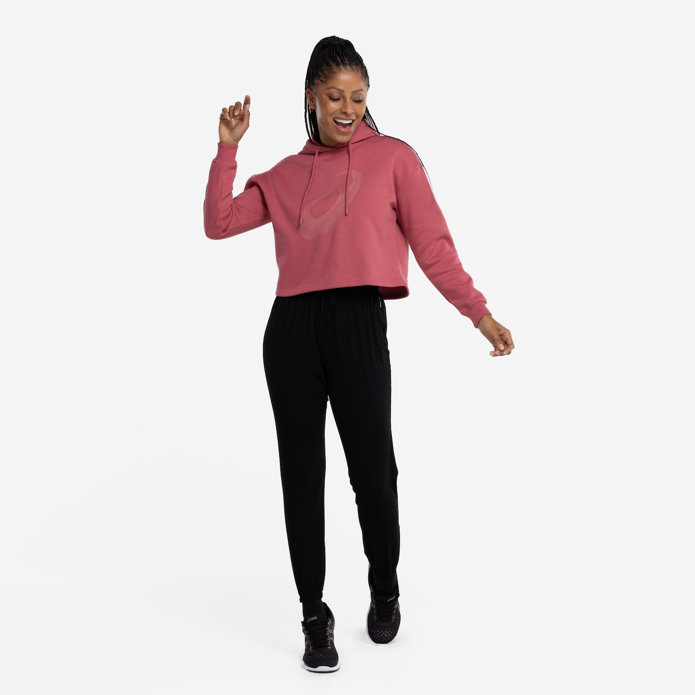 Blusa de Moletom Cropped Feminina ASICS com Capuz e Fleece - Foto 4