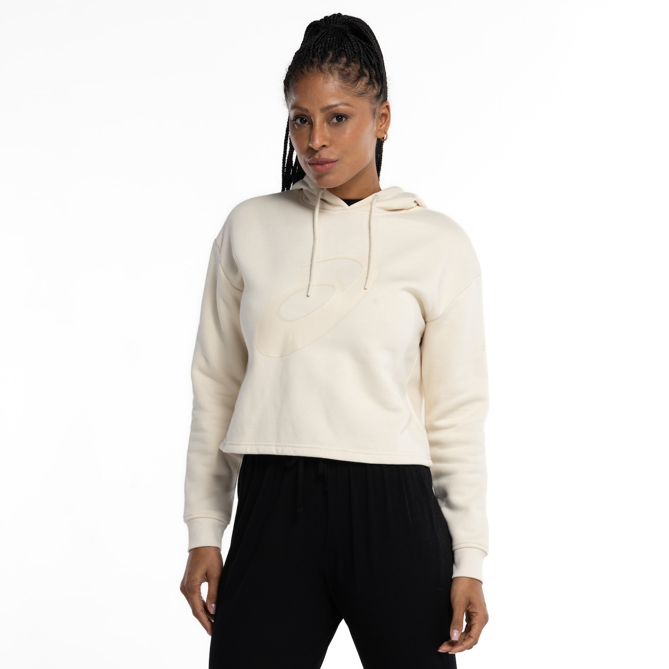 Blusa de Moletom Cropped Feminina ASICS com Capuz e Fleece - Video 1