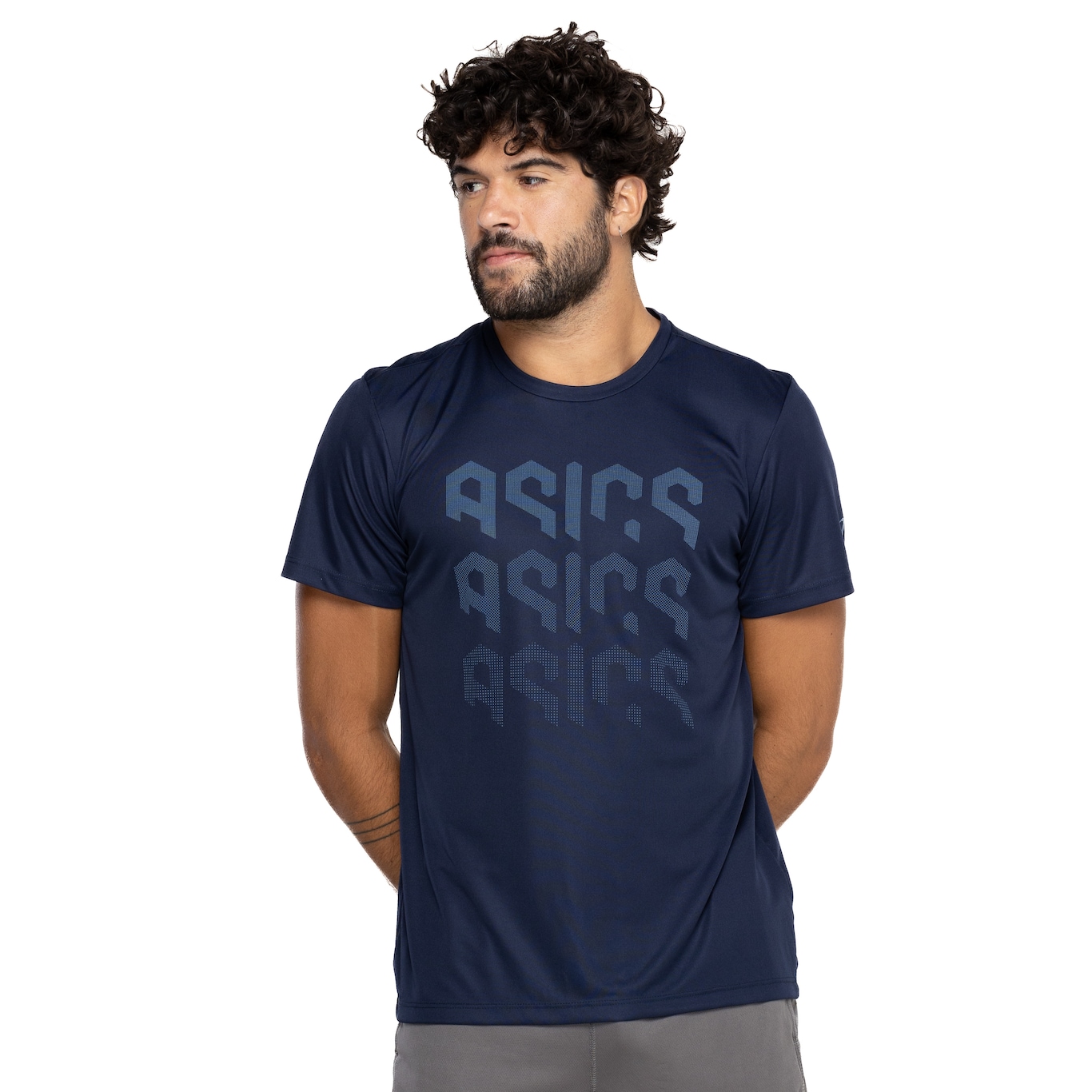 Camiseta Masculina ASICS Manga Curta Logo Ao Cmc Ct - Video 1