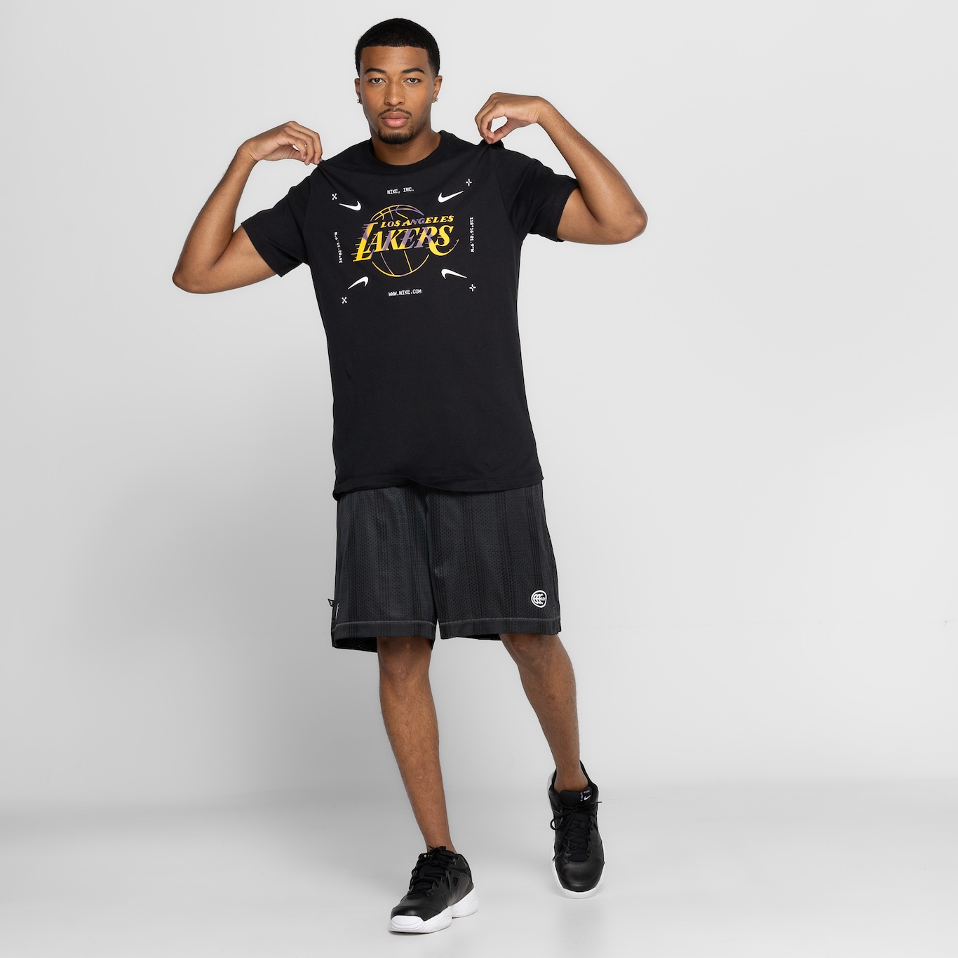 Camiseta Los Angeles Lakers Nike NBA Masculina Manga Curta Es Atc Lgo - Foto 4