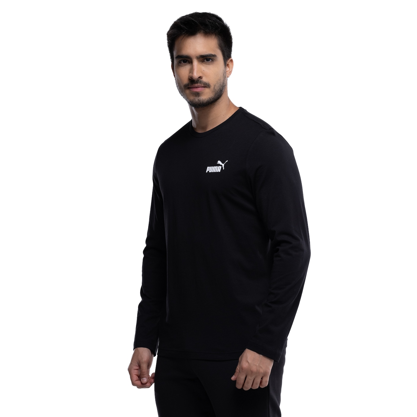 Camiseta Masculina Puma Manga Longa Essentials Small Logo - Foto 1