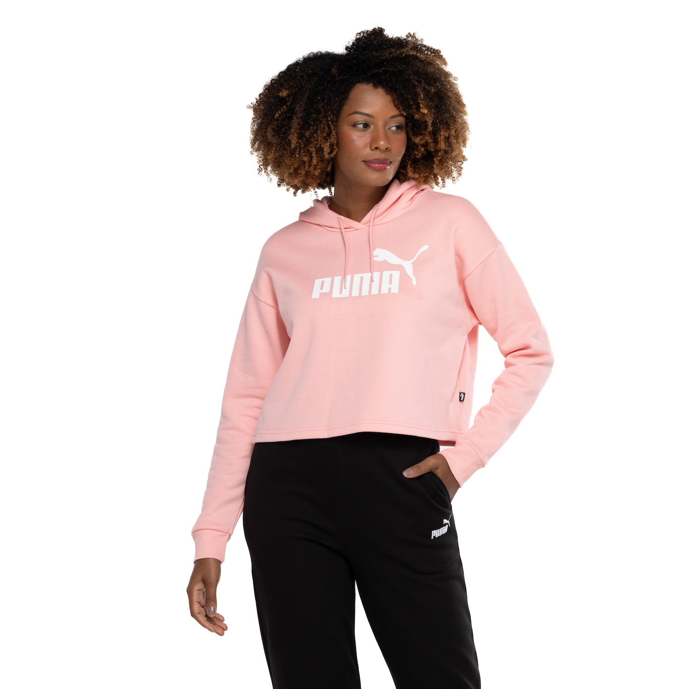 Blusa Feminina Cropped Puma com Capuz Essentials Logo - Video 1