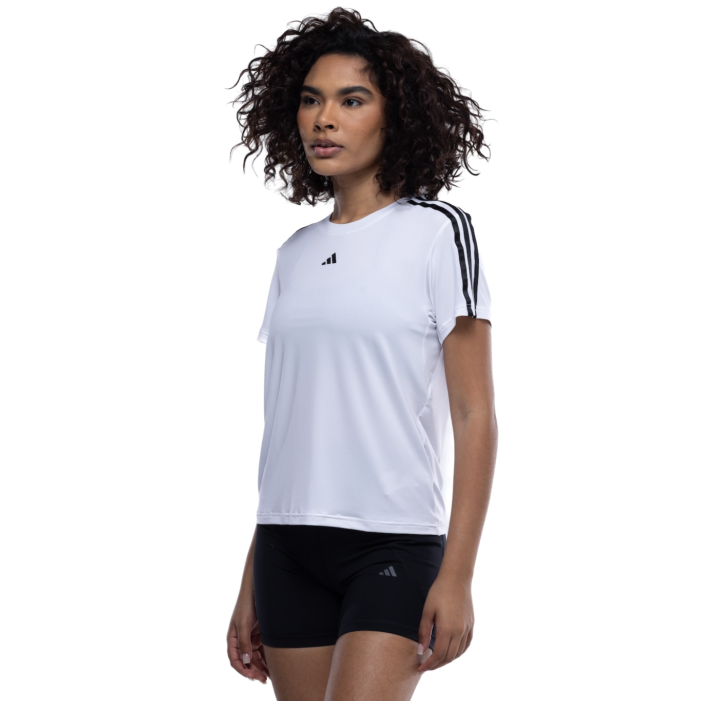 Camiseta Feminina adidas Manga Curta Essentials 3 Listras - Video 1