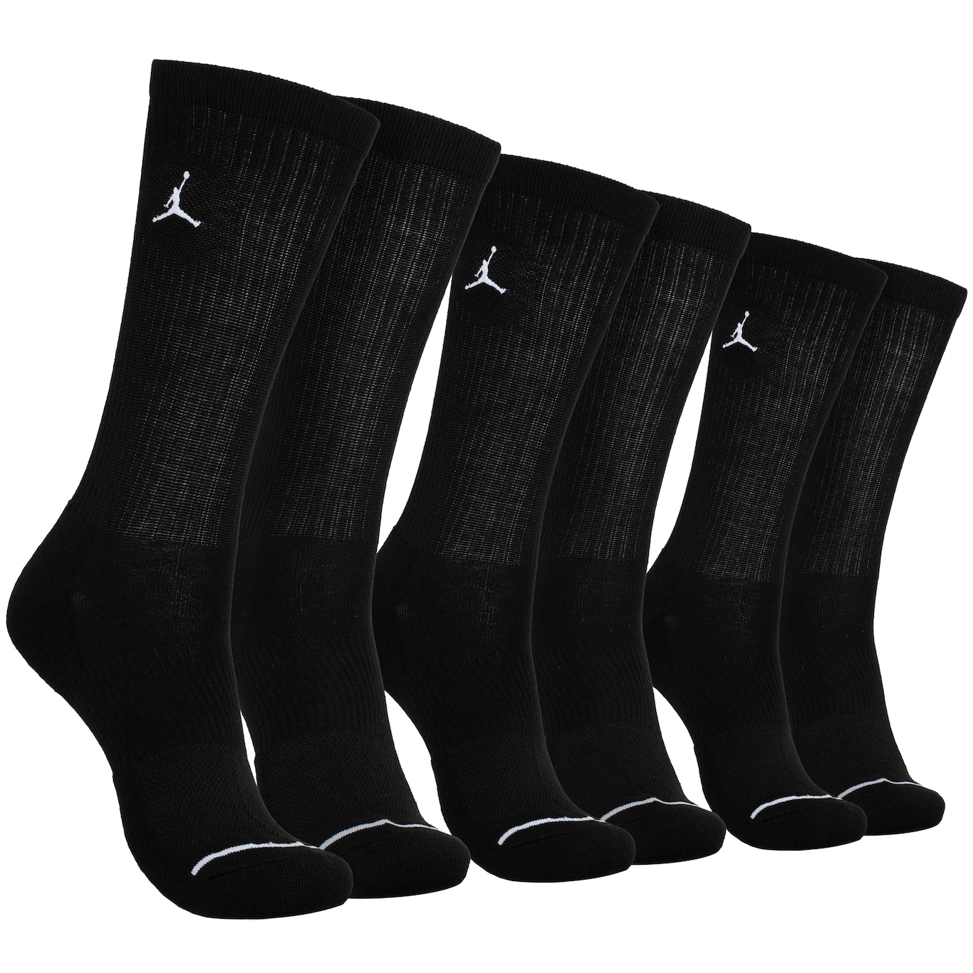 Kit de Meia Jordan Nike Cano Alto Everyday Dri-Fit Cush Poly Crew - Adulto - 3 Pares - Foto 1