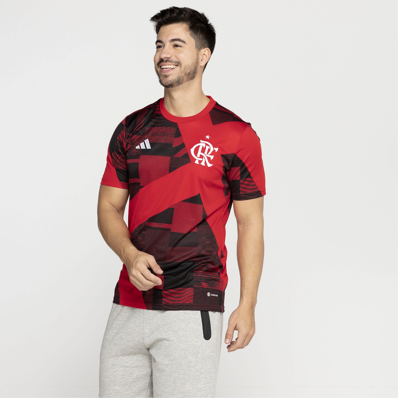 Camisa Pré-Jogo do Flamengo 23 adidas - Masculina - Foto 3