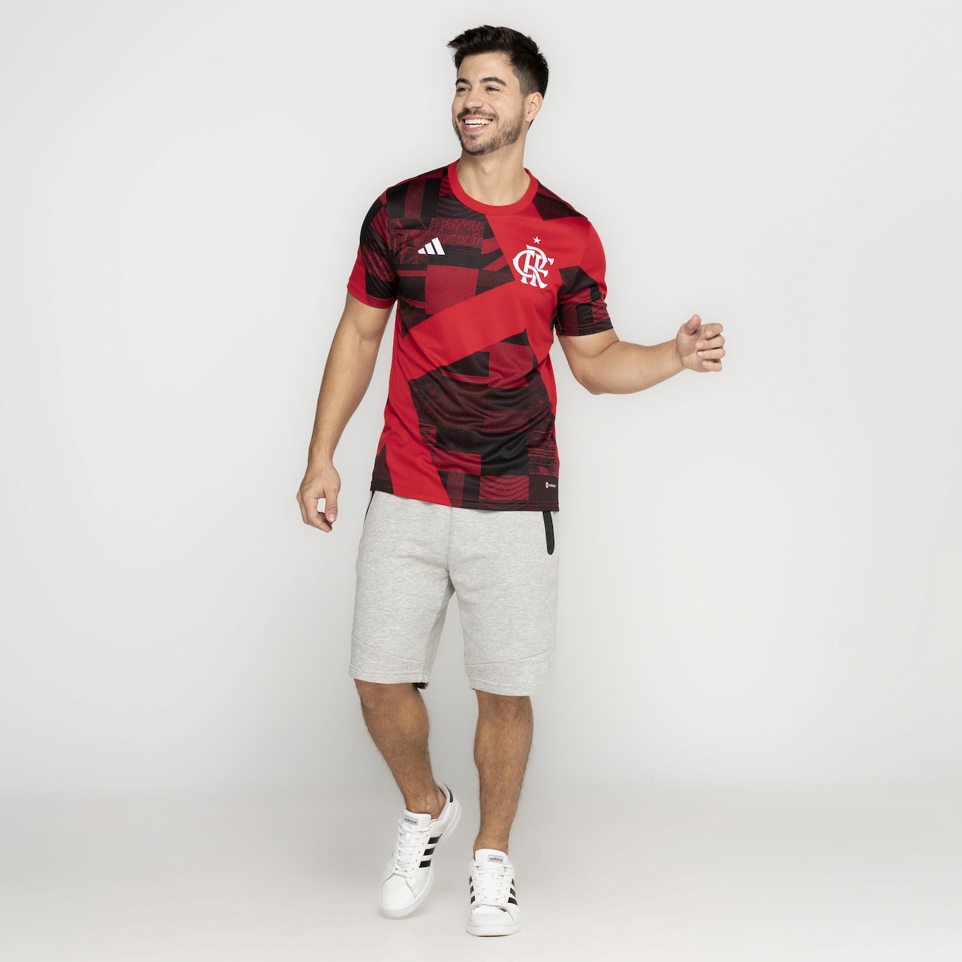 Camisa Pré-Jogo do Flamengo 23 adidas - Masculina - Foto 4