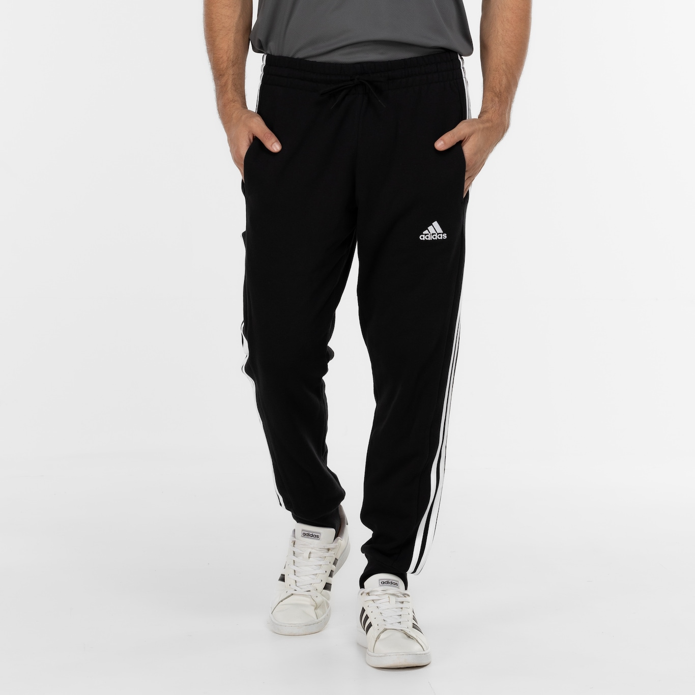 Calça Masculina adidas 3 Stripes French Terry Punh - Foto 4