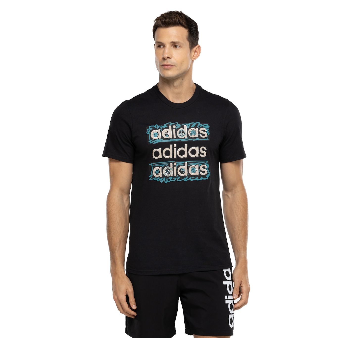 Camiseta Masculina adidas Manga Curta Doodle - Video 1