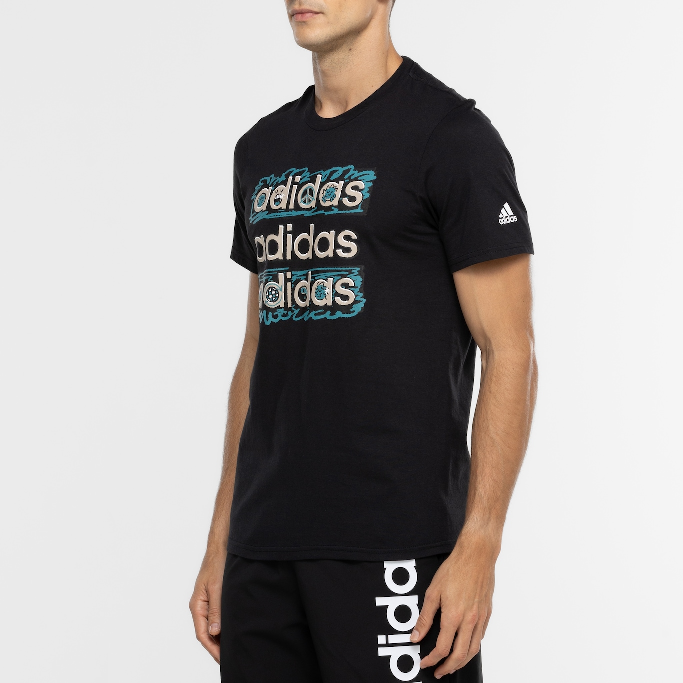 Camiseta Masculina adidas Manga Curta Doodle - Foto 5