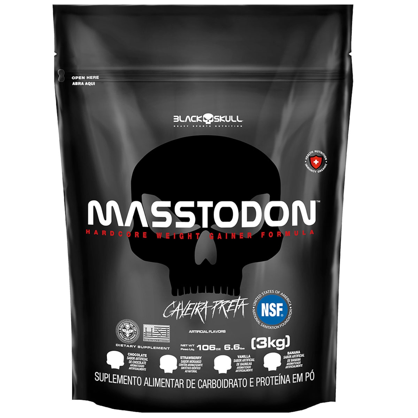 Hipercalórico Black Skull Masstodon Refil - Baunilha - 3 Kg - Foto 1