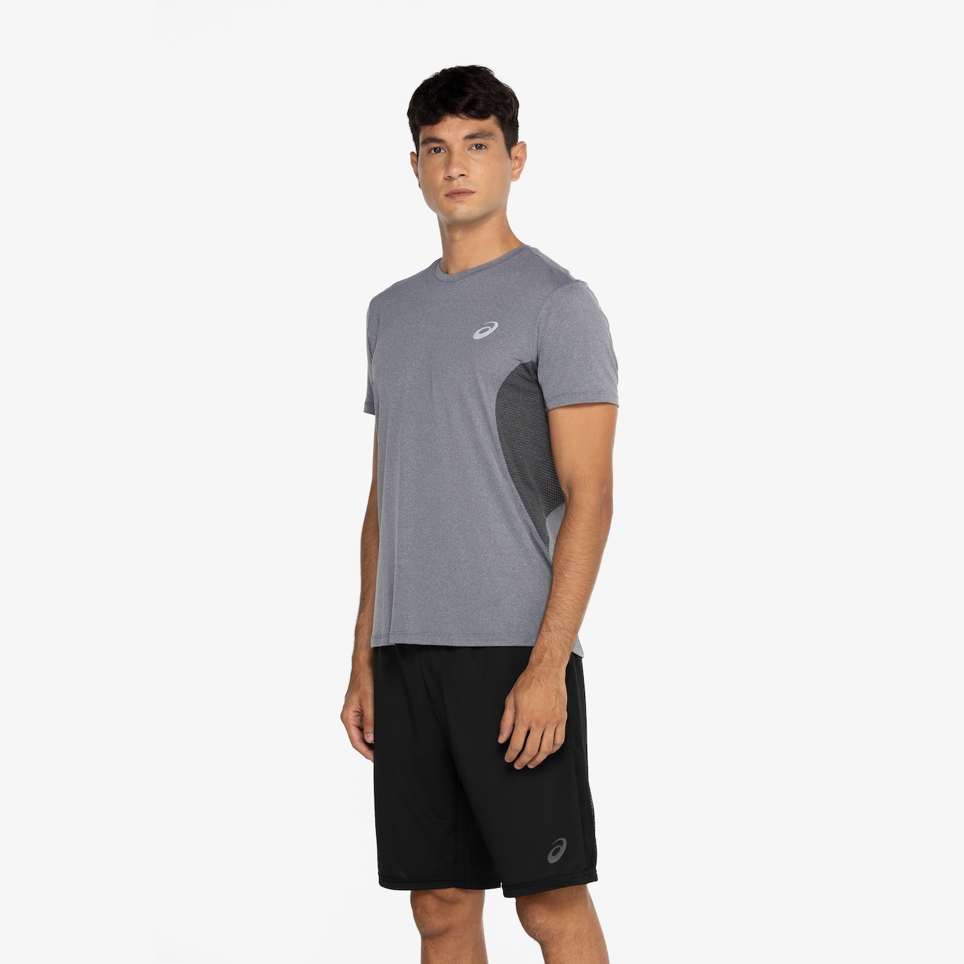 Camiseta Masculina ASICS Manga Curta Respirável de Secagem Rápida Refletiva Mescla - Foto 5