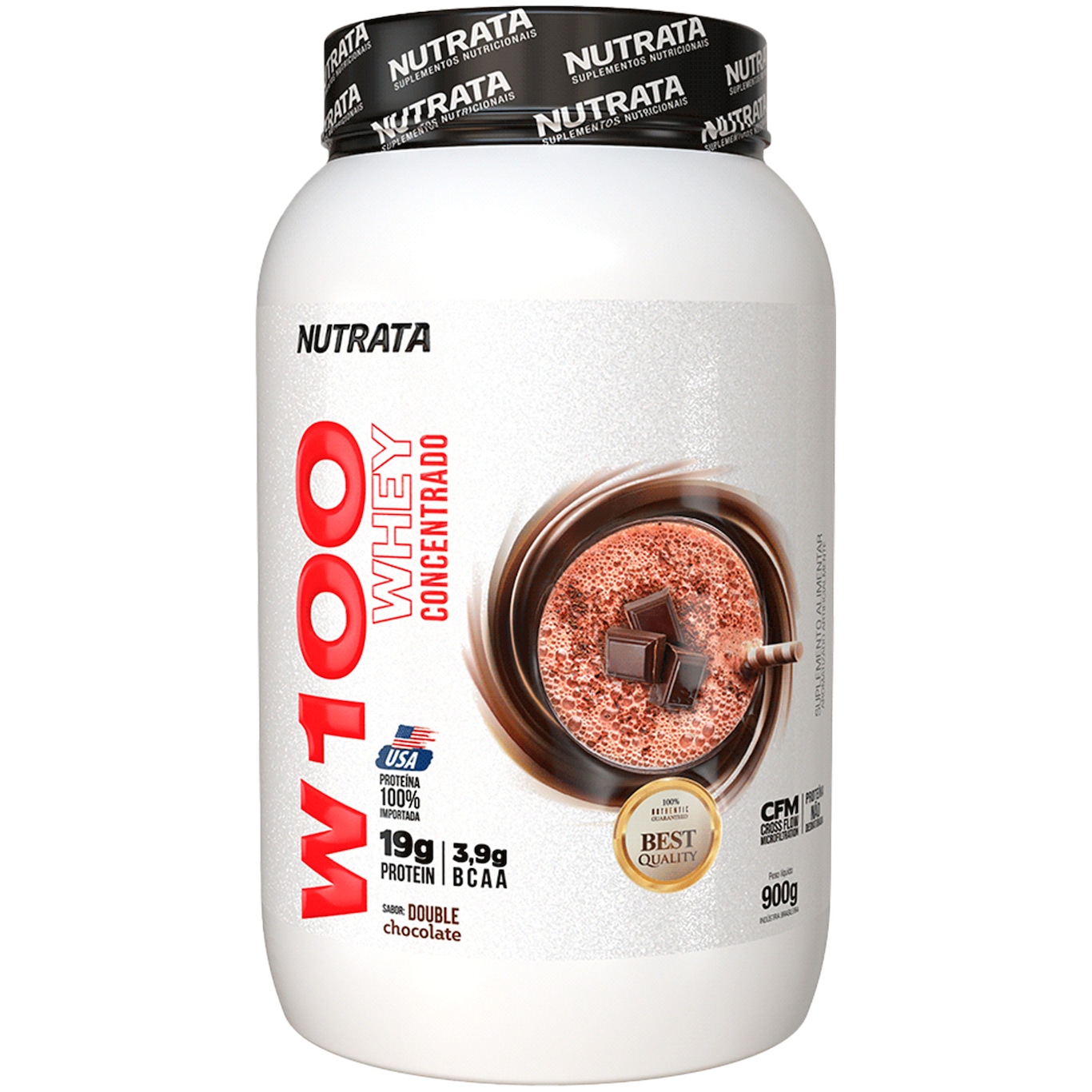 Whey Protein Nutrata Double Concentrado - Chocolate - 900g - Foto 1