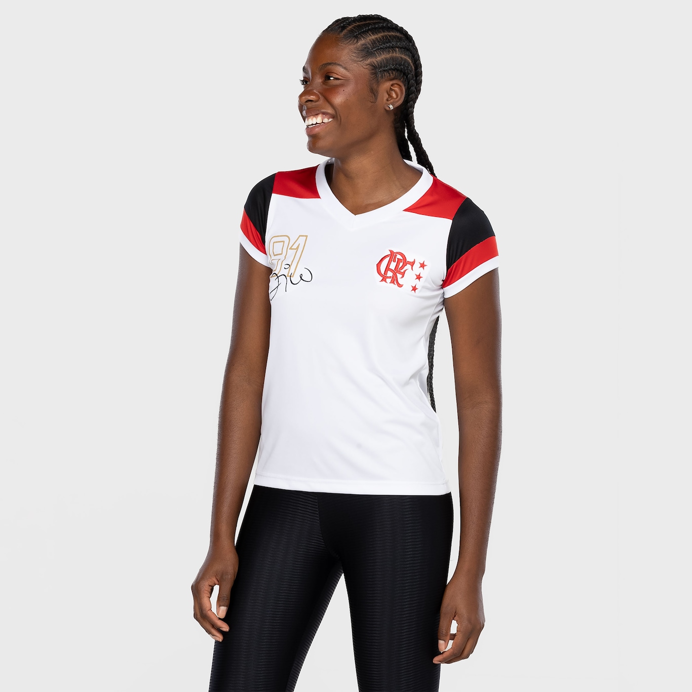 Camiseta do Flamengo Feminina Braziline Babylook Zico Retrô - Foto 5