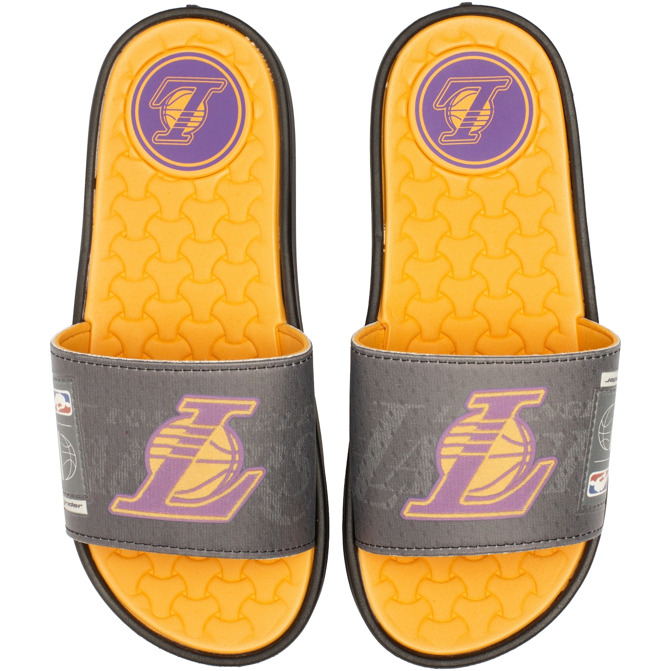 Chinelo Los Angeles Lakers Rider NBA Slide + Meia Cano Alto - Adulto - Foto 2