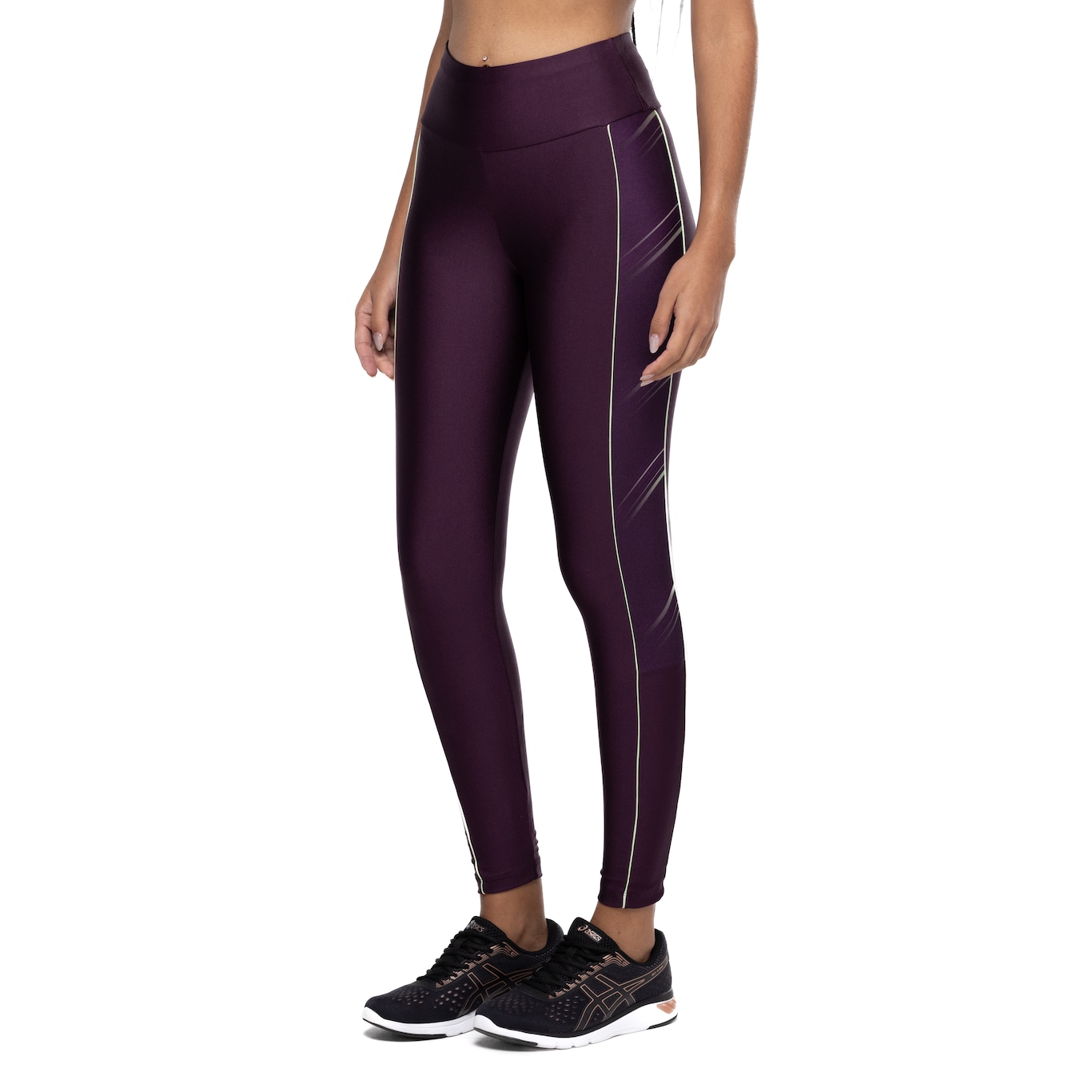 Calça Legging Feminina Oxer Brilho Vivo Lateral Cós Médio Média Compressão - Foto 1