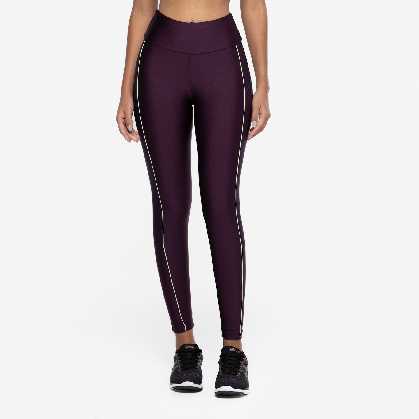 Calça Legging Feminina Oxer Brilho Vivo Lateral Cós Médio Média Compressão - Foto 3