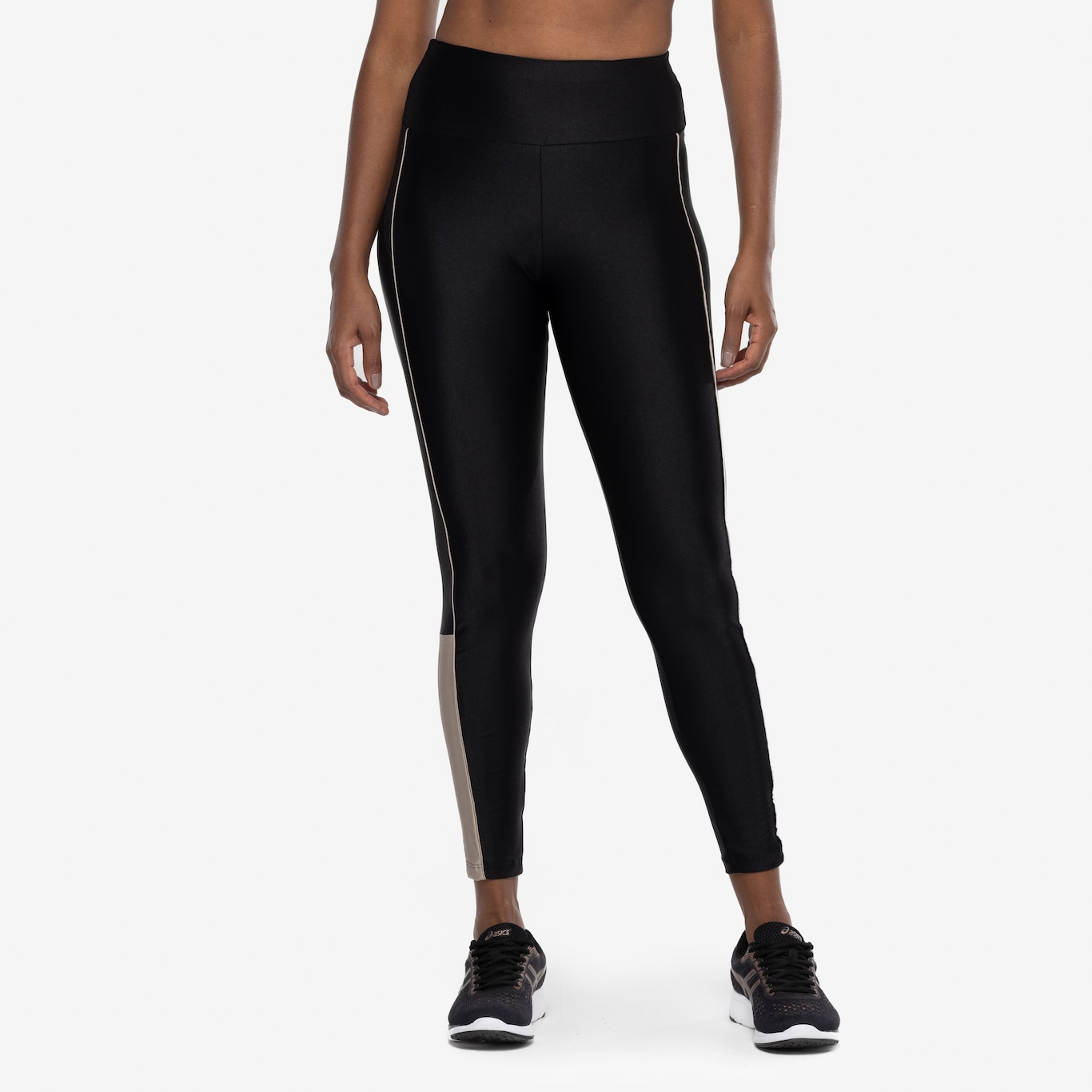 Calça Legging Feminina Oxer Brilho Vivo Lateral Cós Médio Média Compressão - Foto 4