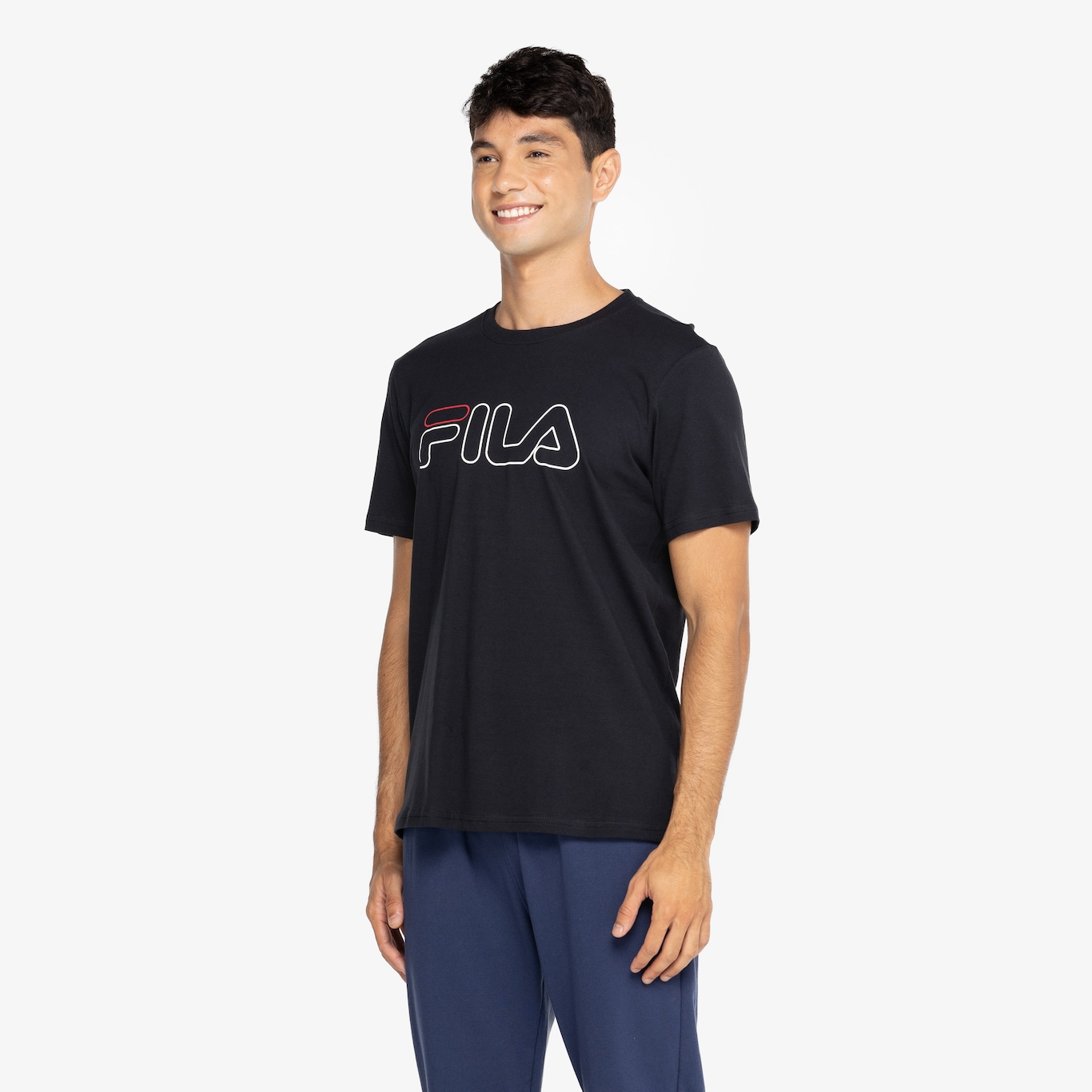 Camiseta Masculina Fila Manga Curta Letter Outline - Foto 5