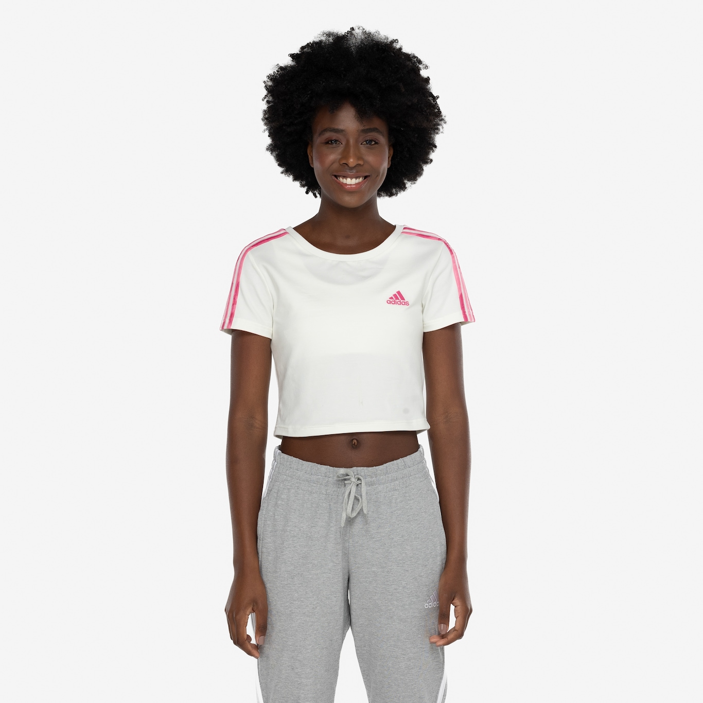 Blusa Cropped Feminina adidas 3 Stripes em Promoção | Centauro