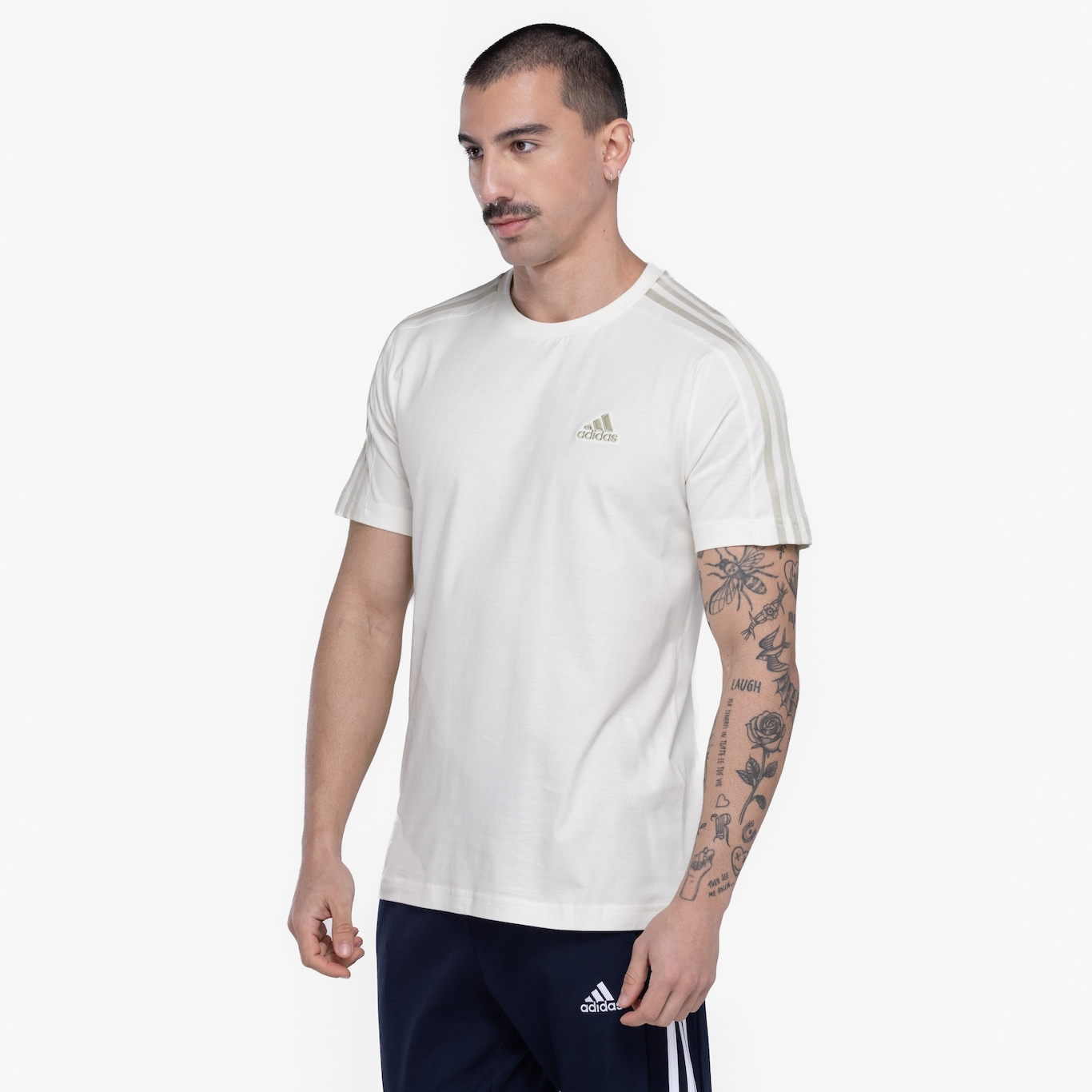 Camiseta Masculina adidas Manga Curta 3 Stripes - Foto 5