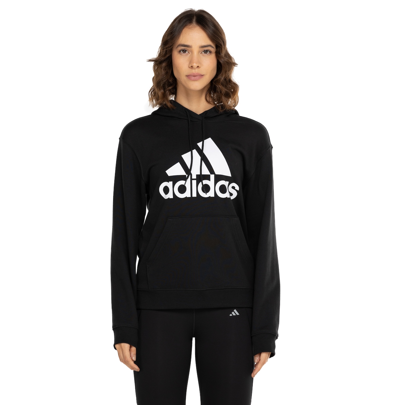 Blusa de Moletom Feminina adidas com Capuz Big Logo - Video 1