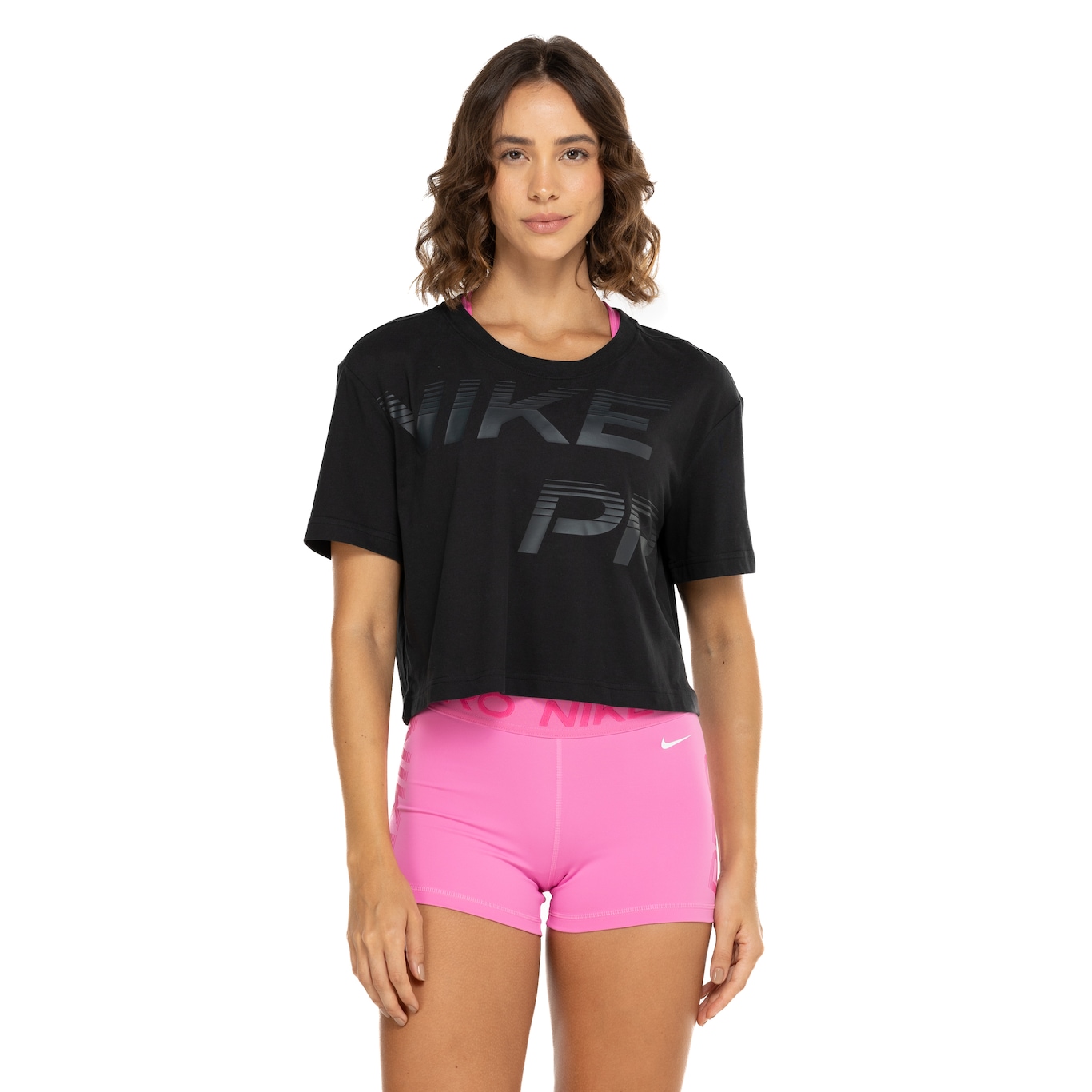 Blusa Cropped Feminina Nike Pro GRX SS - Video 1