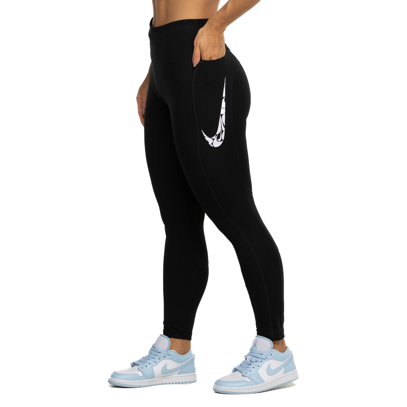 Calça Legging Nike Yoga 7/8 Feminina - Preto+Branco