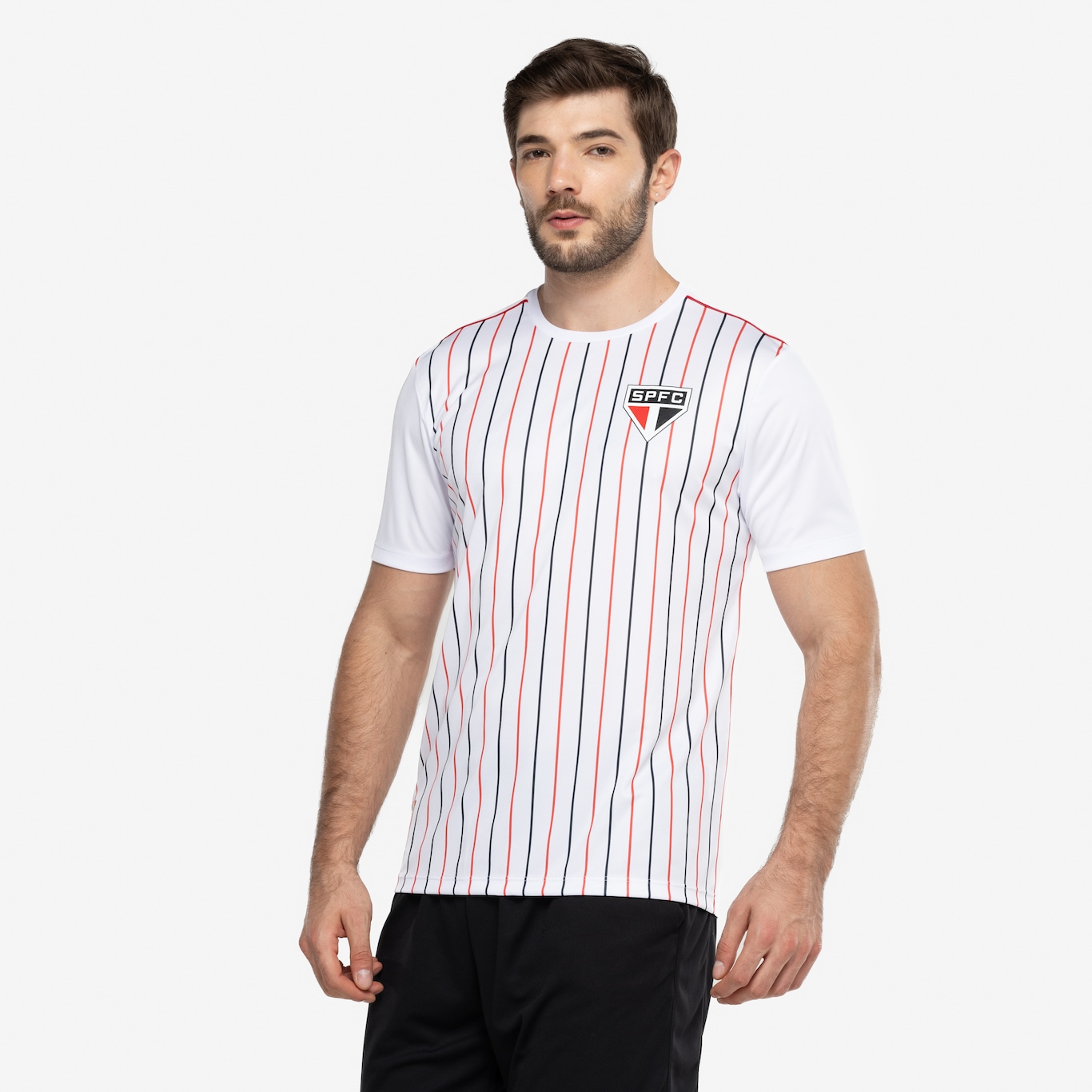 Camiseta do São Paulo Masculina Fardamento Listrada Dry - Foto 6