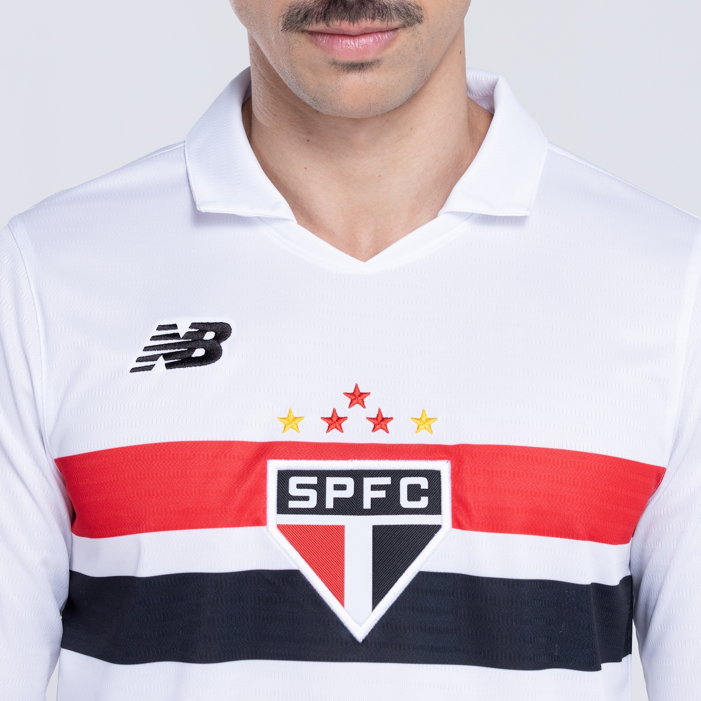 Camisa do São Paulo I 24 New Balance Masculina Manga Longa Torcedor - Foto 5