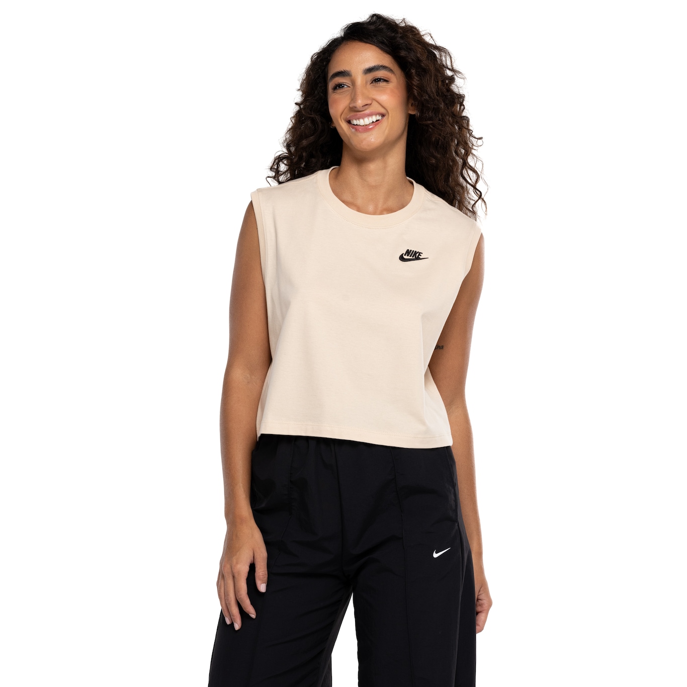 Blusa Cropped Feminina Nike Club SL Tee - Video 1