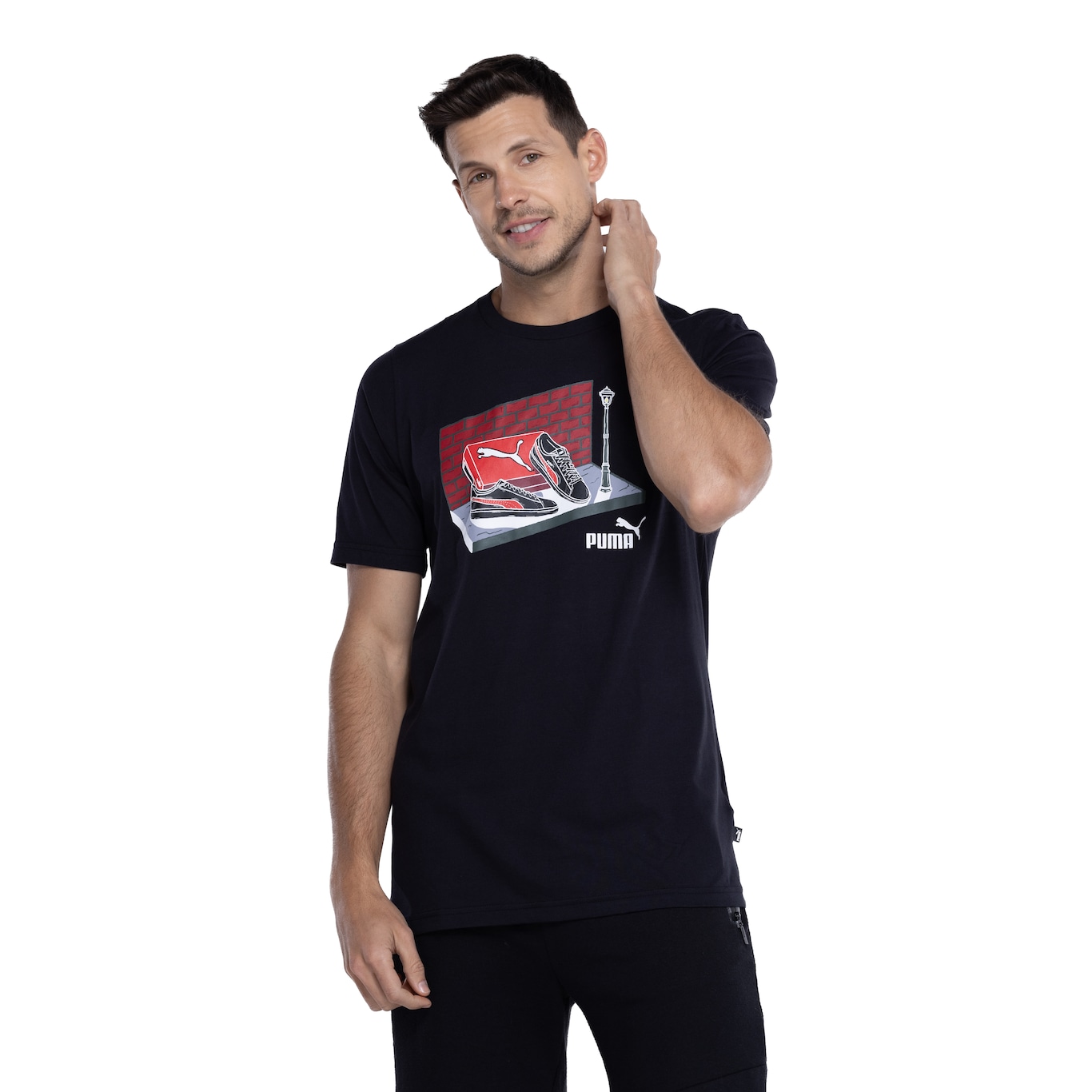 Camiseta Masculina Puma Manga Curta Graphics Sneaker Box Tee - Video 1