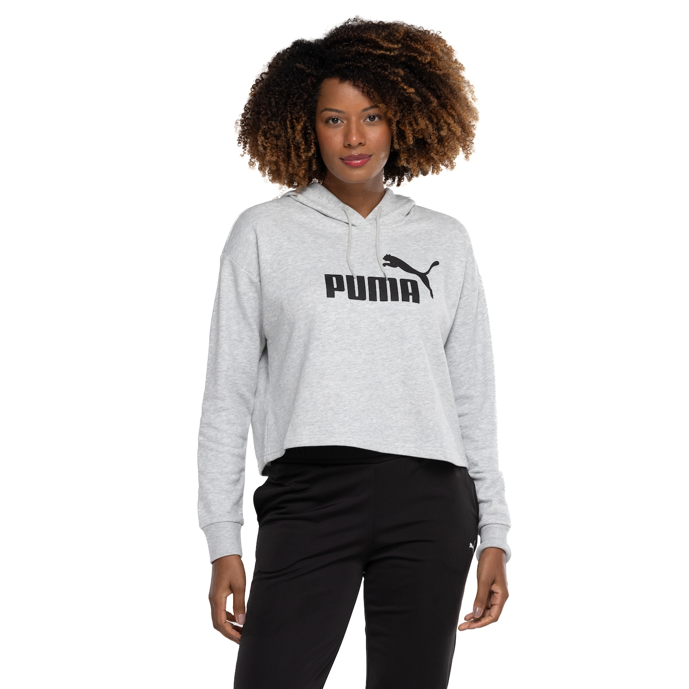 Blusa Cropped Feminina Puma com Capuz Ess Logo TR - Video 1