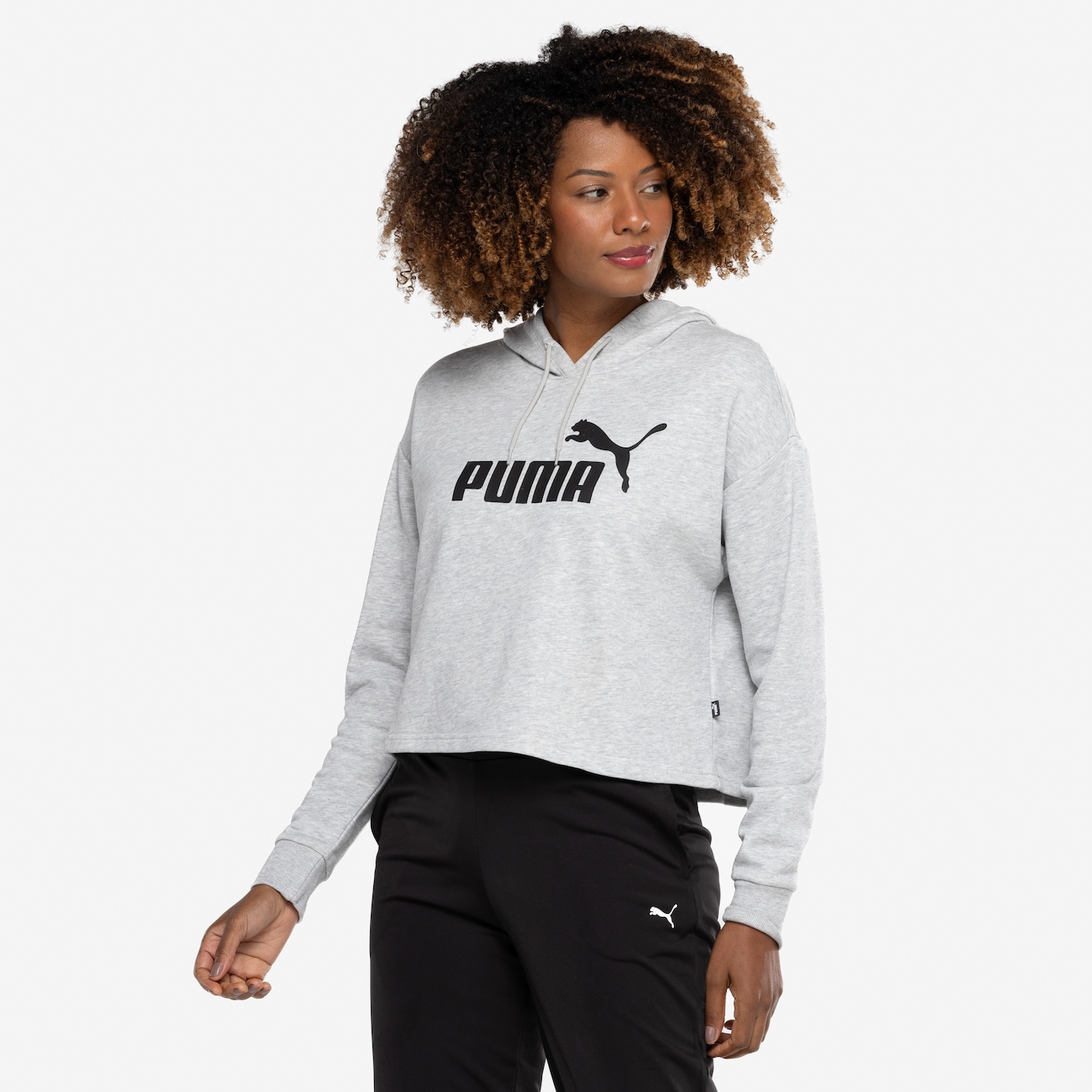 Blusa Cropped Feminina Puma com Capuz Ess Logo TR - Foto 5