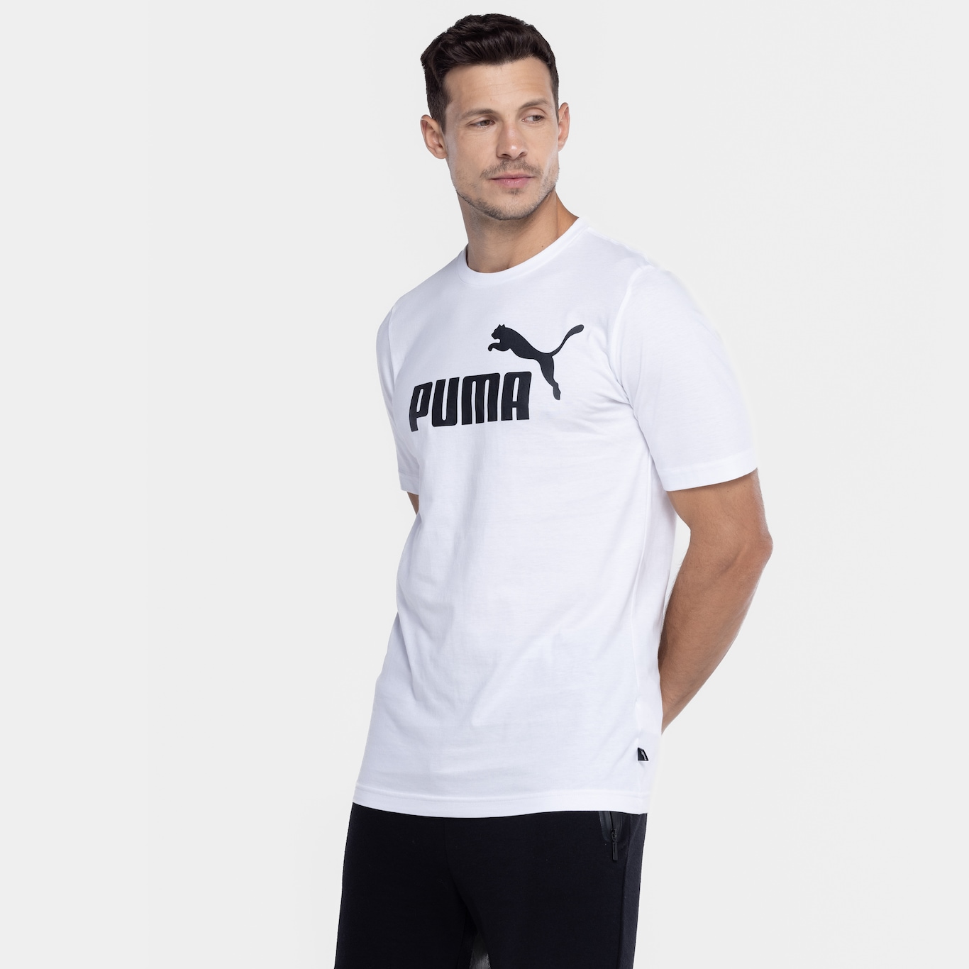 Camiseta Masculina Puma Manga Curta ESS Tee Logo - Foto 6