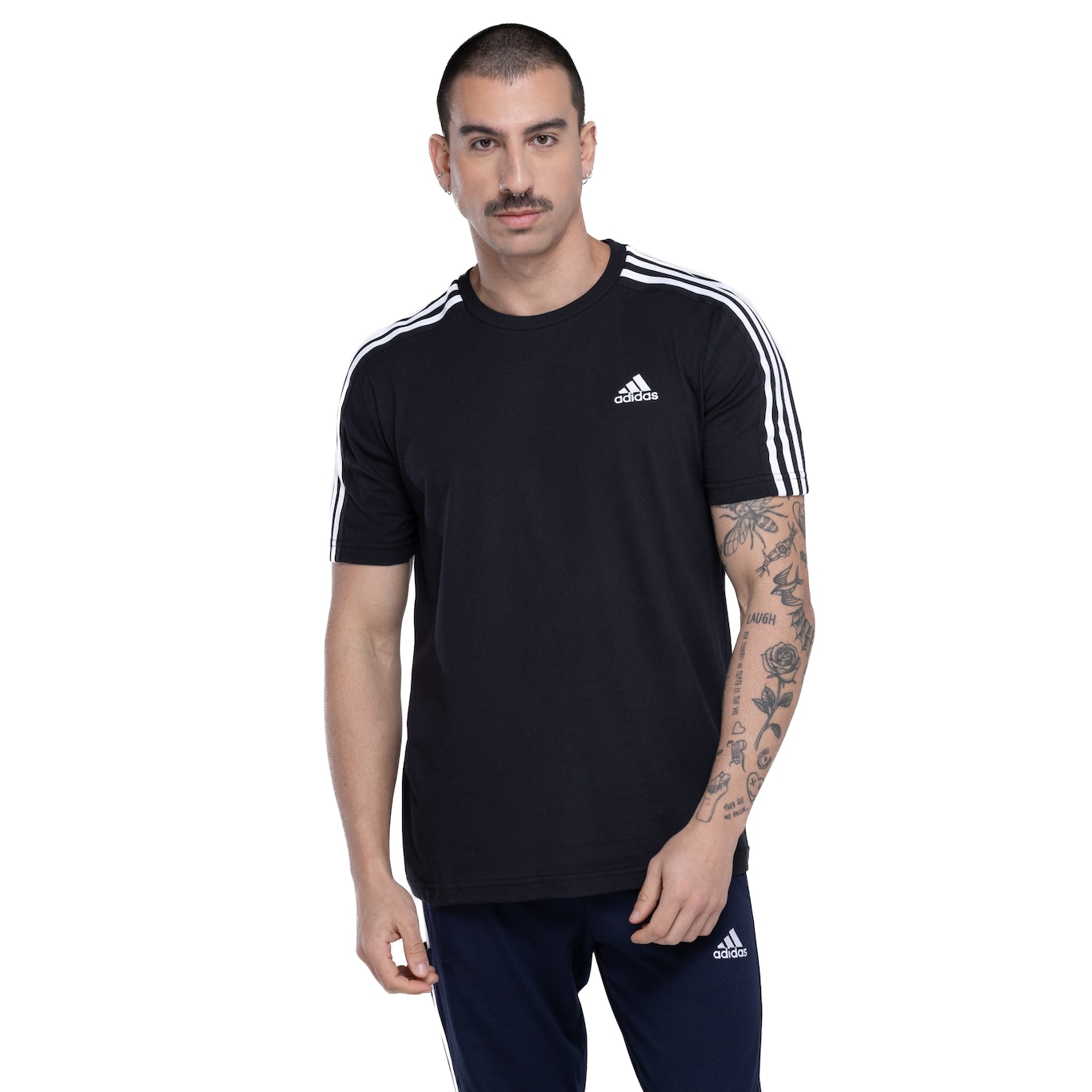 Camiseta Masculina adidas Manga Curta 3 Stripes - Video 1