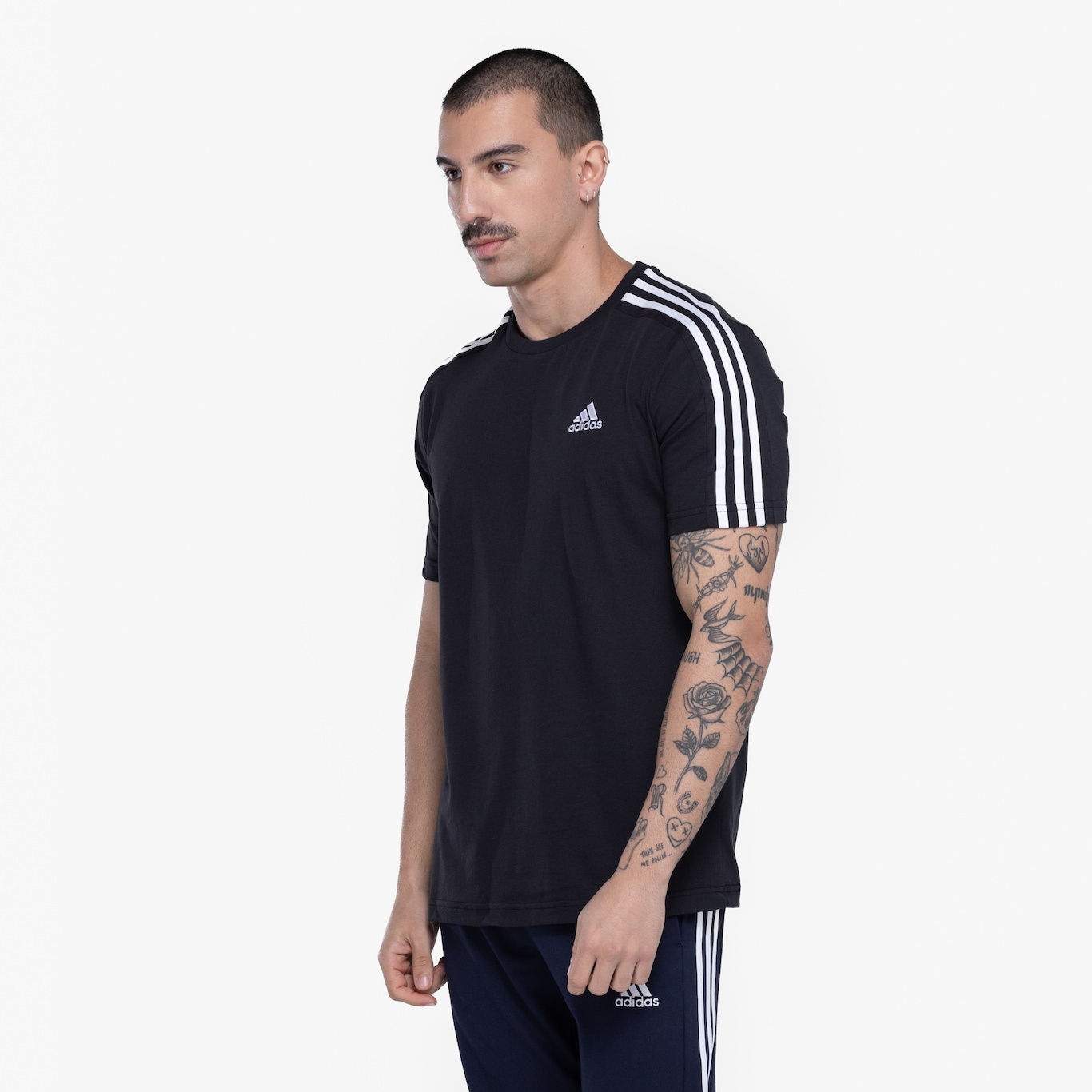 Camiseta Masculina adidas Manga Curta 3 Stripes - Foto 5