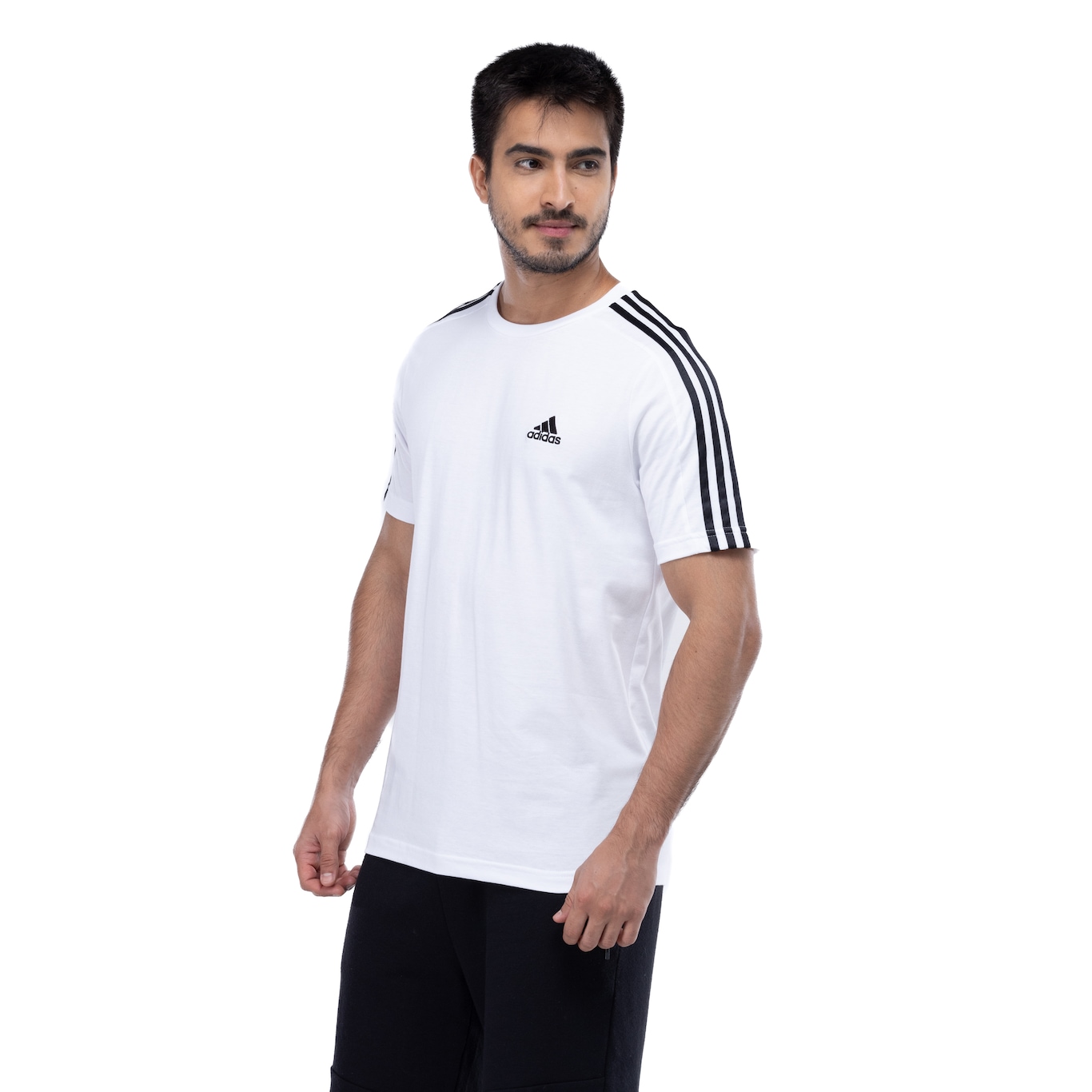 Camiseta Masculina adidas Manga Curta 3 Stripes - Video 1