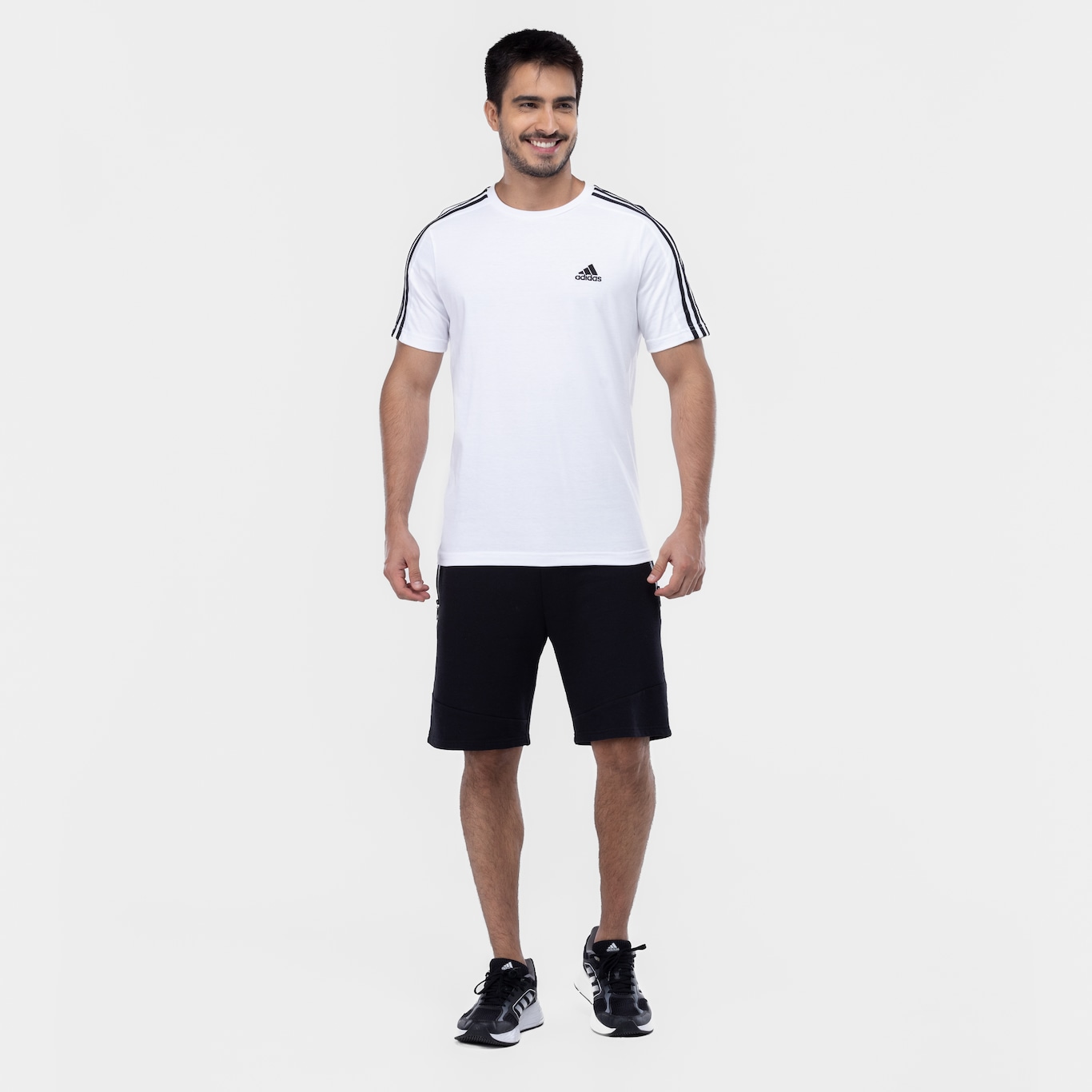 Camiseta Masculina adidas Manga Curta 3 Stripes - Foto 4