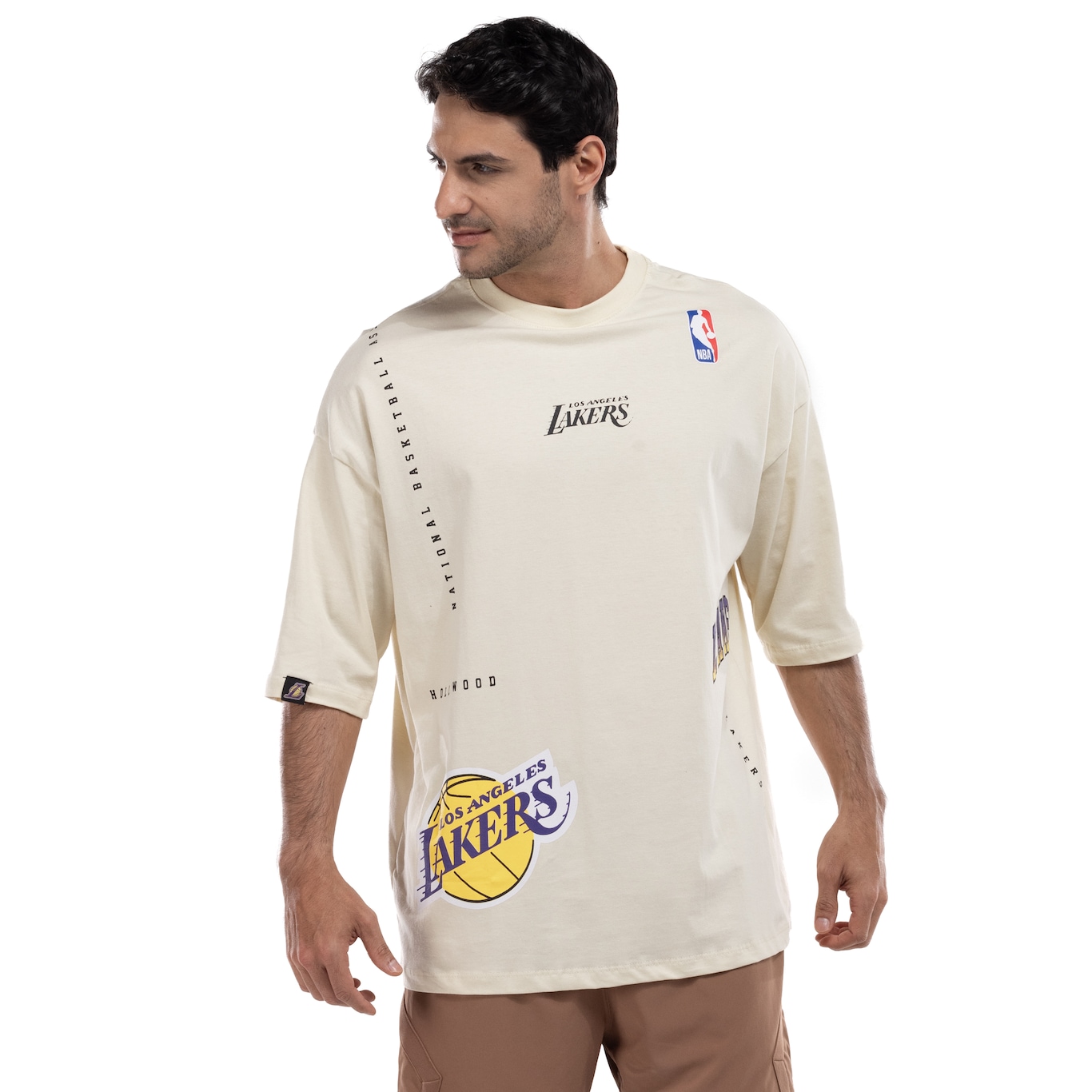 Camiseta do Los Angeles Lakers Masculina NBA Manga Manga Curta Construct N025 - Foto 1