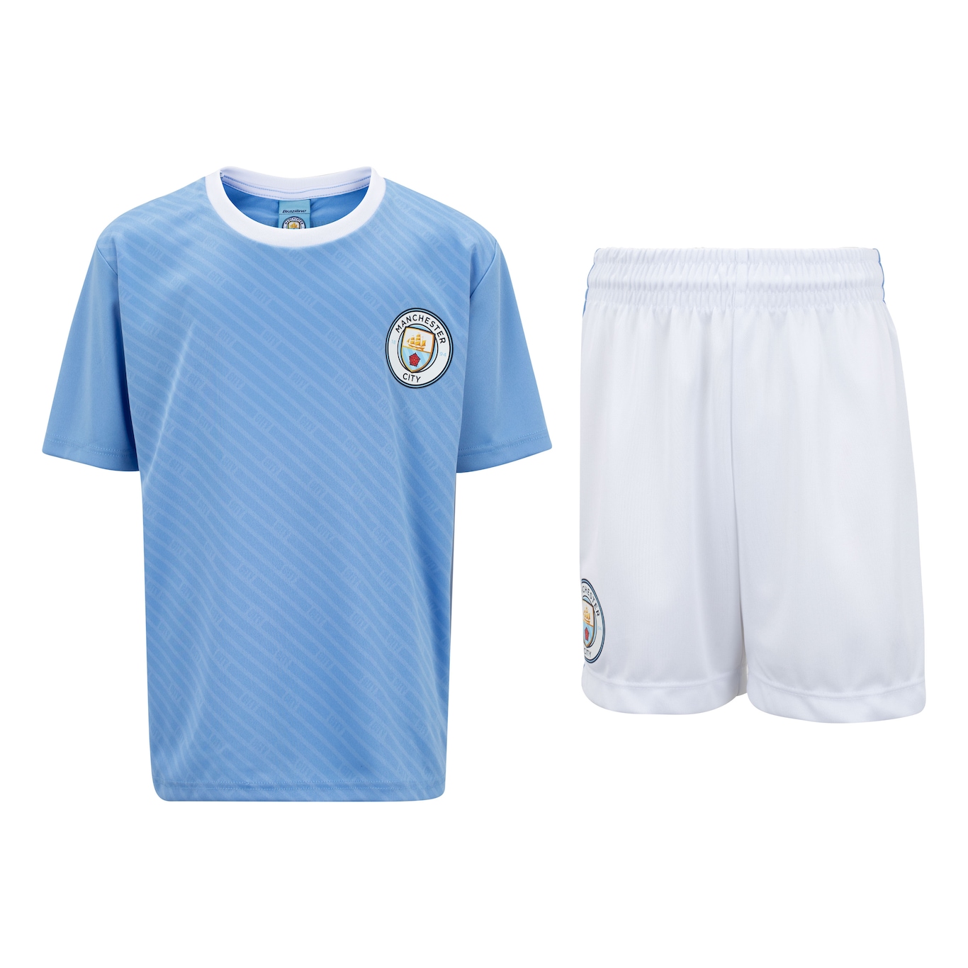 Kit de Uniforme do Manchester City Braziline Infantil Mini Craque Camiseta + Calção - Foto 1