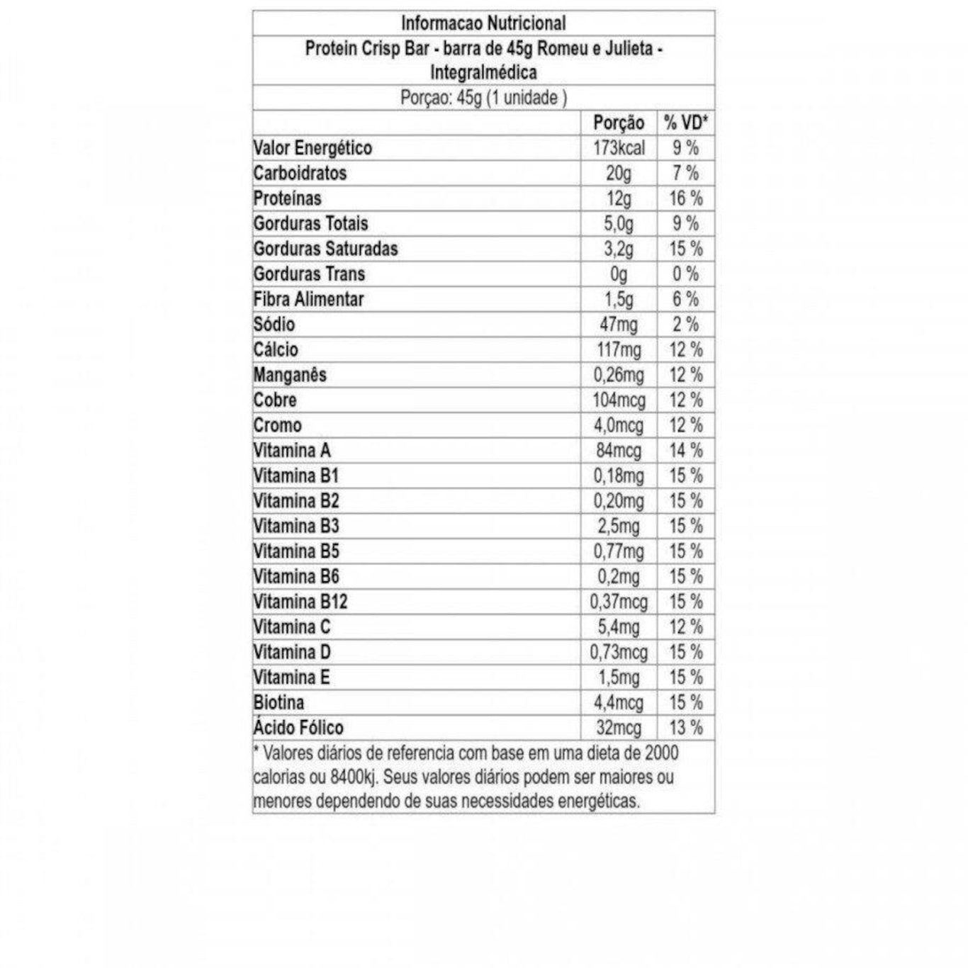 Barra de Proteína Integralmédica Protein Crisp Bar - Romeu e Julieta - 45g - Foto 2