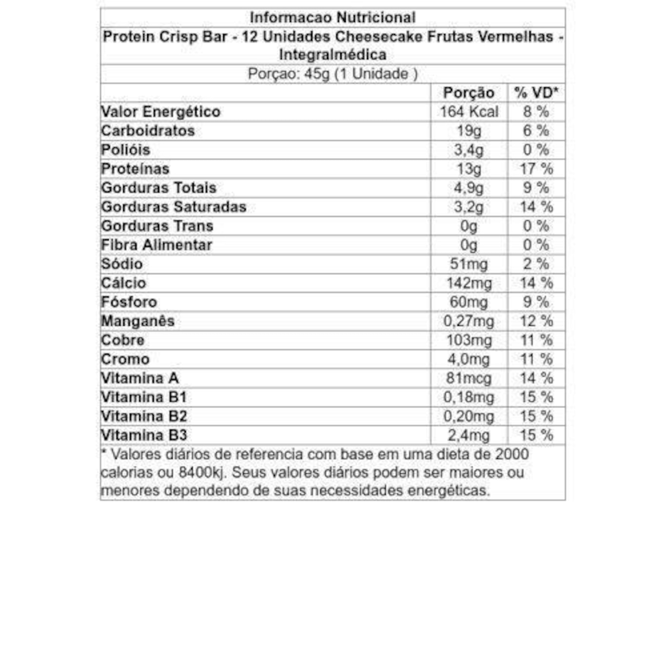 Barra de Proteína Integralmédica Protein Crisp Bar - Cheesecake Frutas Vermelhas - Caixa com 12 Unid - Foto 2