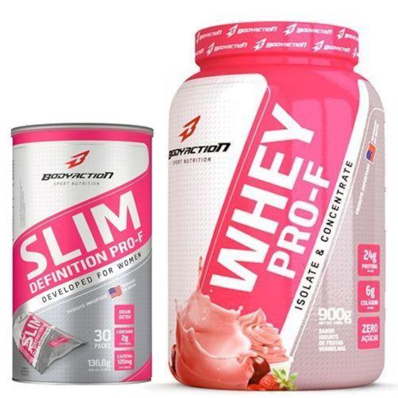 Whey Protein PRO-F - Iogurte com Frutas Verm. 900g + Slim Definition Pro-F  - 30 sachês Body Action