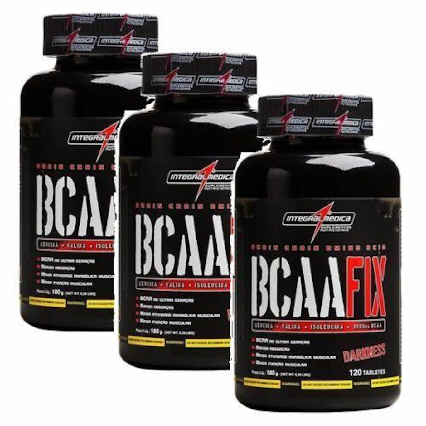 BCAA Fix Integralmédica Darkness - 120 Tabletes - 3 Frascos - Foto 1