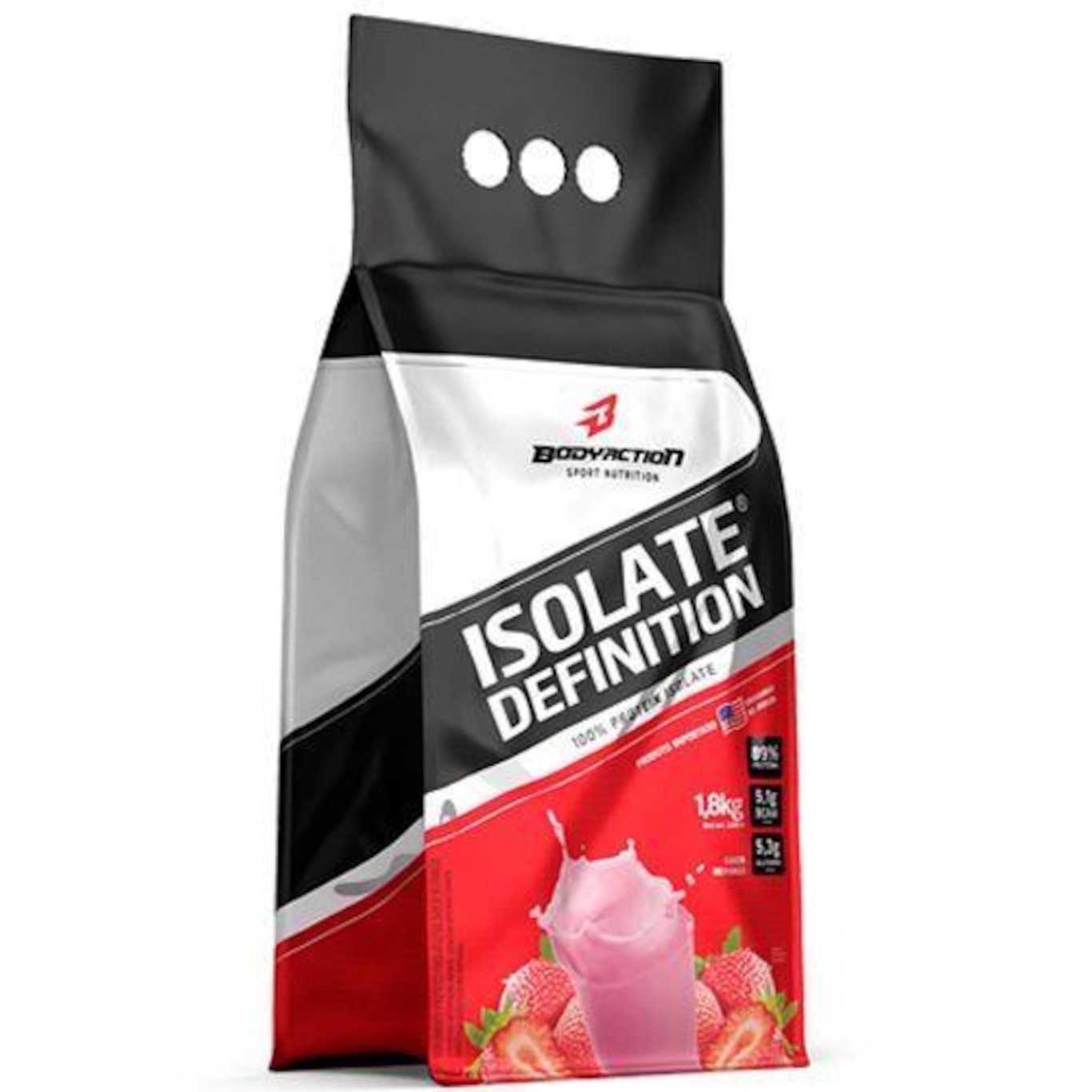 Whey Isolate Definition BodyAction Refil - Morango - 1,8Kg - Foto 1