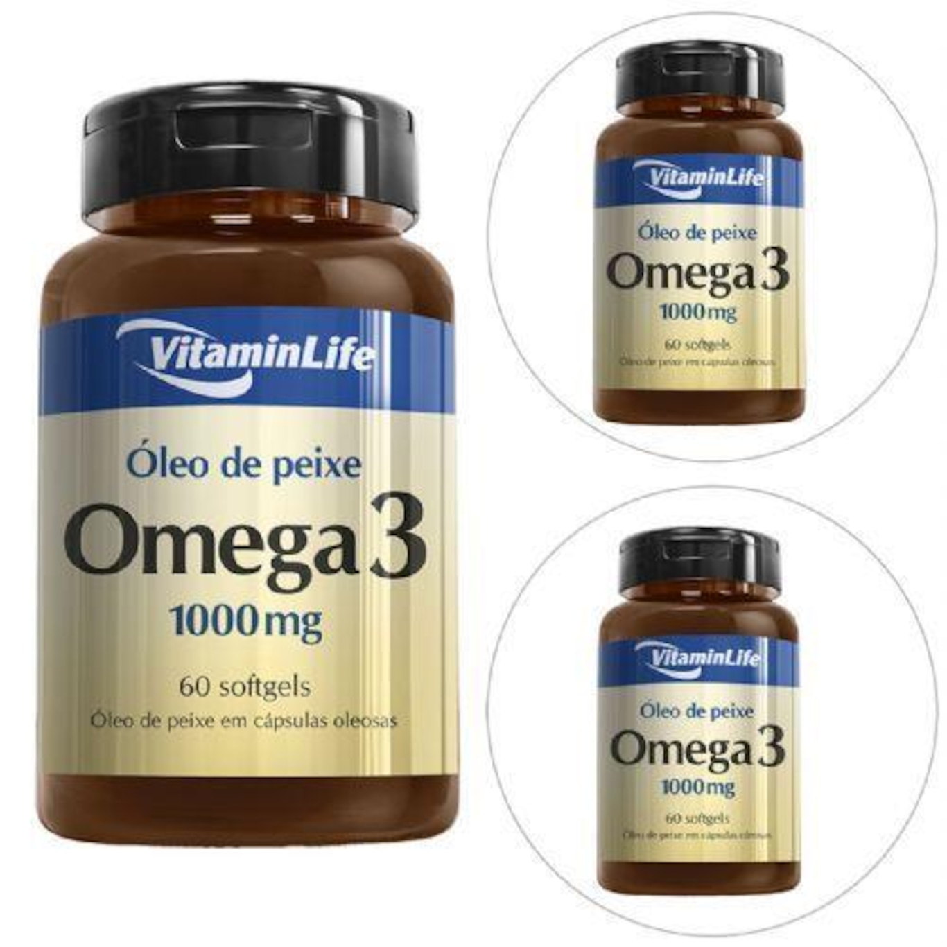 Omega 3 VitaminLife 1000mg - 60 Cápsulas - 3 Frascos - Foto 1