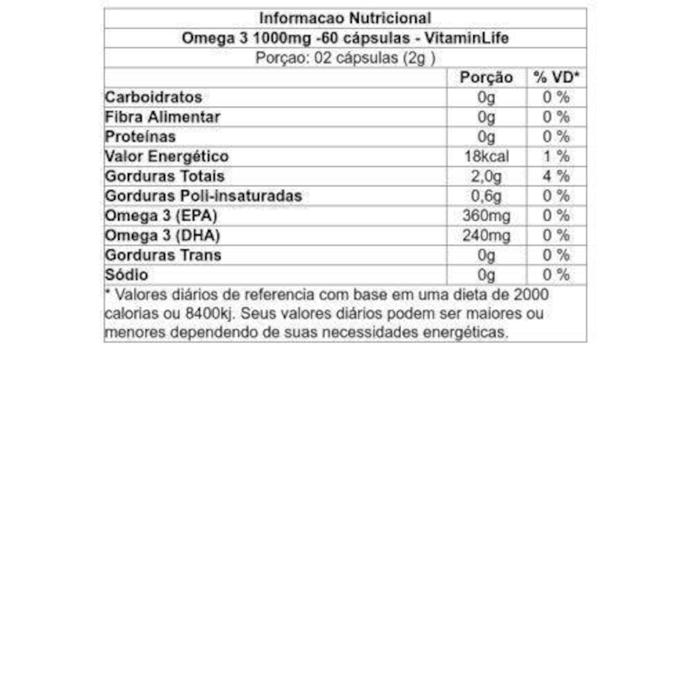 Omega 3 VitaminLife 1000mg - 60 Cápsulas - 3 Frascos - Foto 3