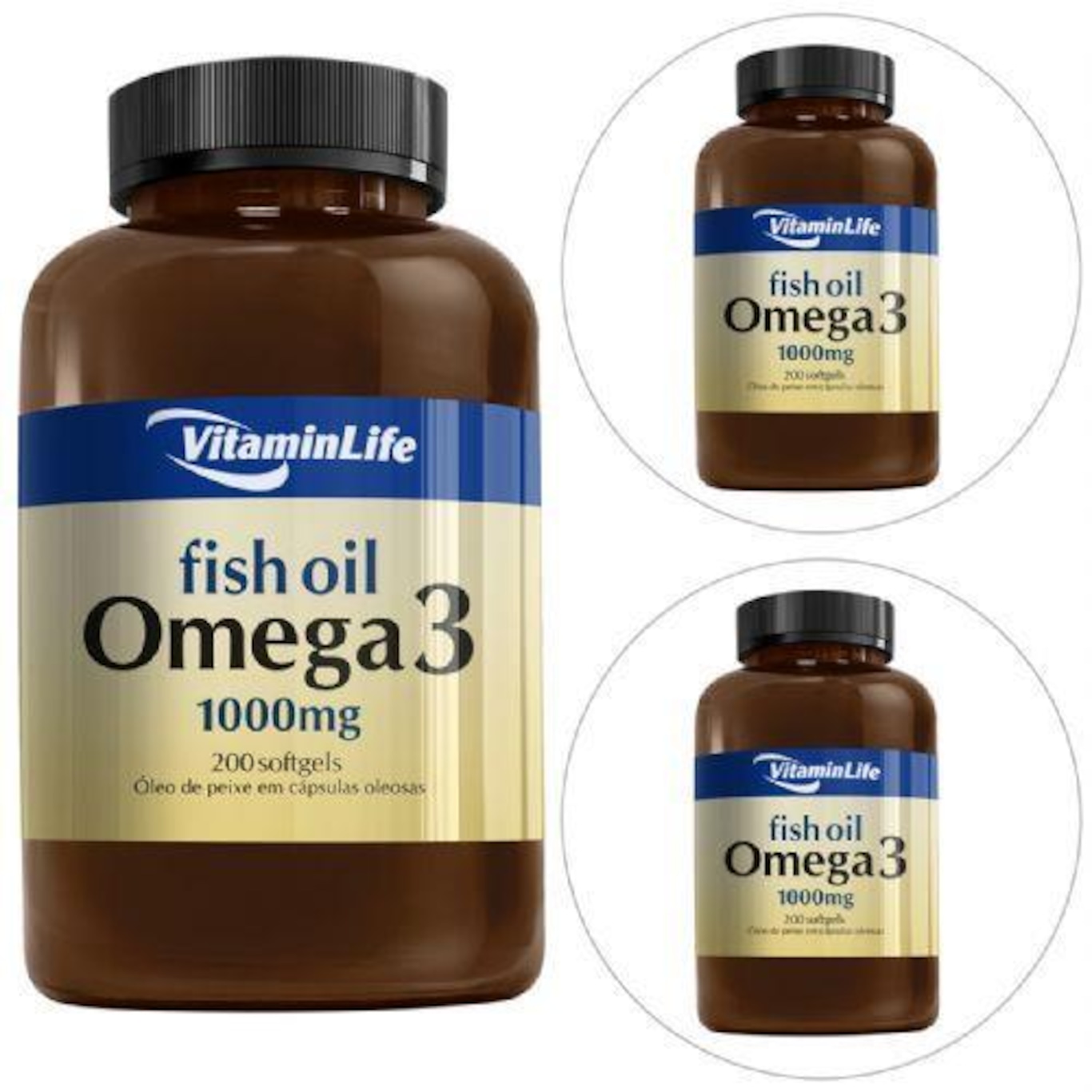 Omega 3 VitaminLife 1000mg - 200 Cápsulas - Frascos - Foto 1