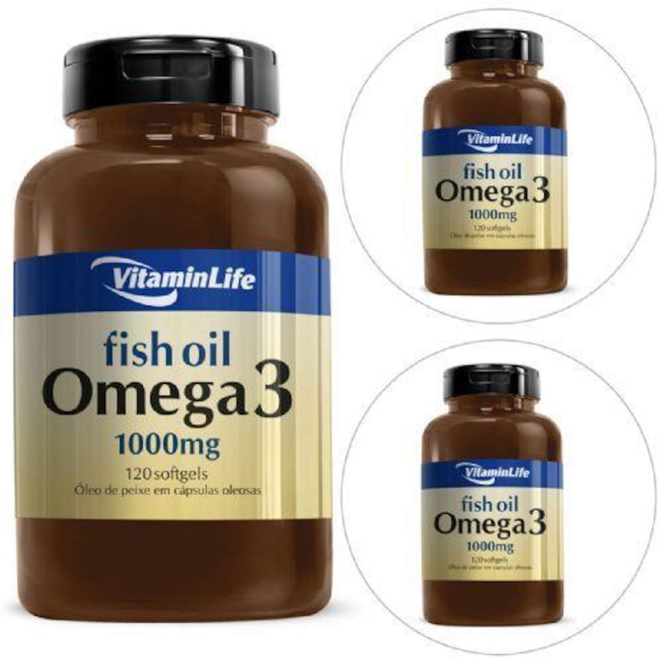 Omega 3 VitaminLife 1000mg - 120 Cápsulas - 3 Frascos - Foto 1